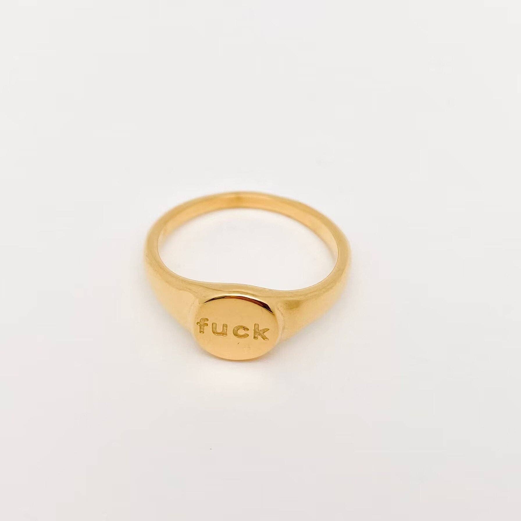 Geometric "Fuck" 18K Gold Plated Stainless Steel Ring
