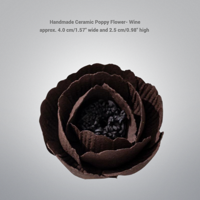 Handmade Ceramic Mini Poppy Flower Incense Burner: Wine