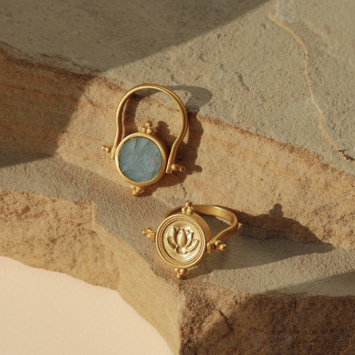 Labradorite Lotus Spinner Ring Size 7