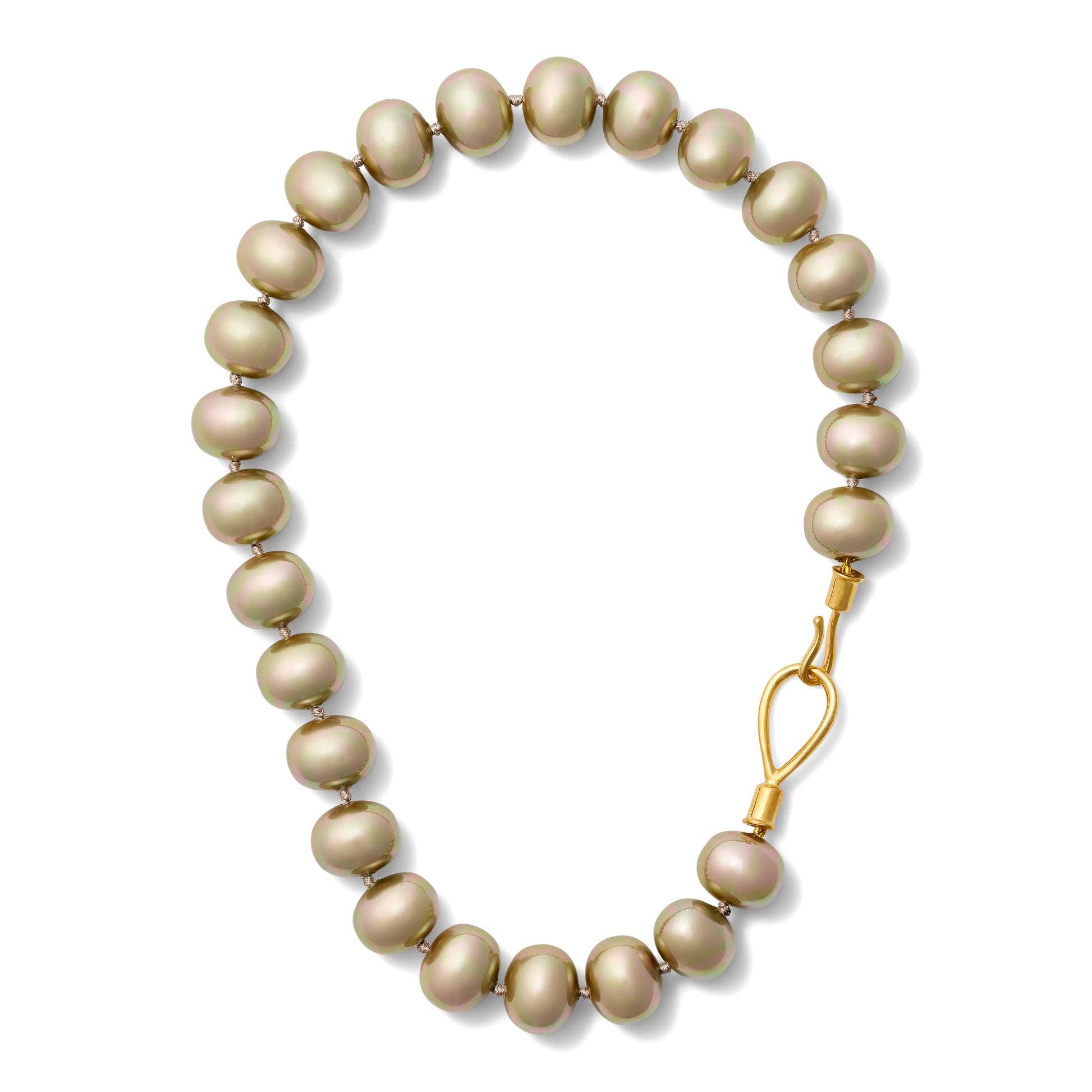 Biscuit Lasso Pebble Pearl Necklace
