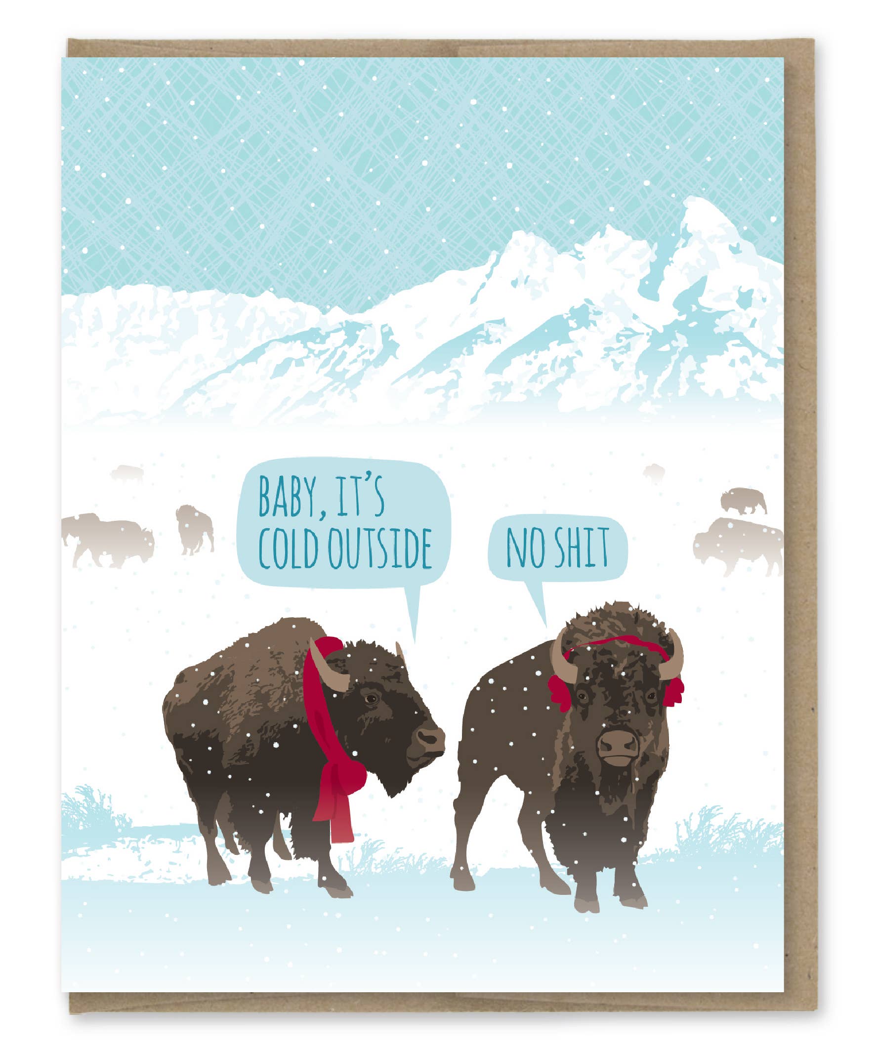Baby It's Cold Bison Holiday Card