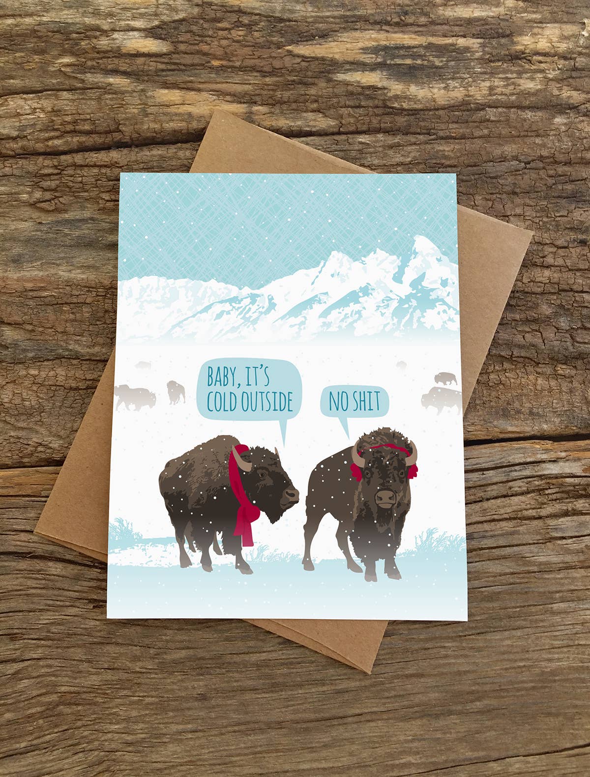 Baby It's Cold Bison Holiday Card