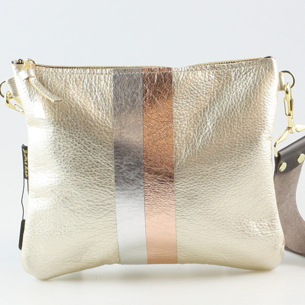 The METALLIC Stripe Taylor: Jet: 1stripe Platinum / Unlined / 11"x9.5"