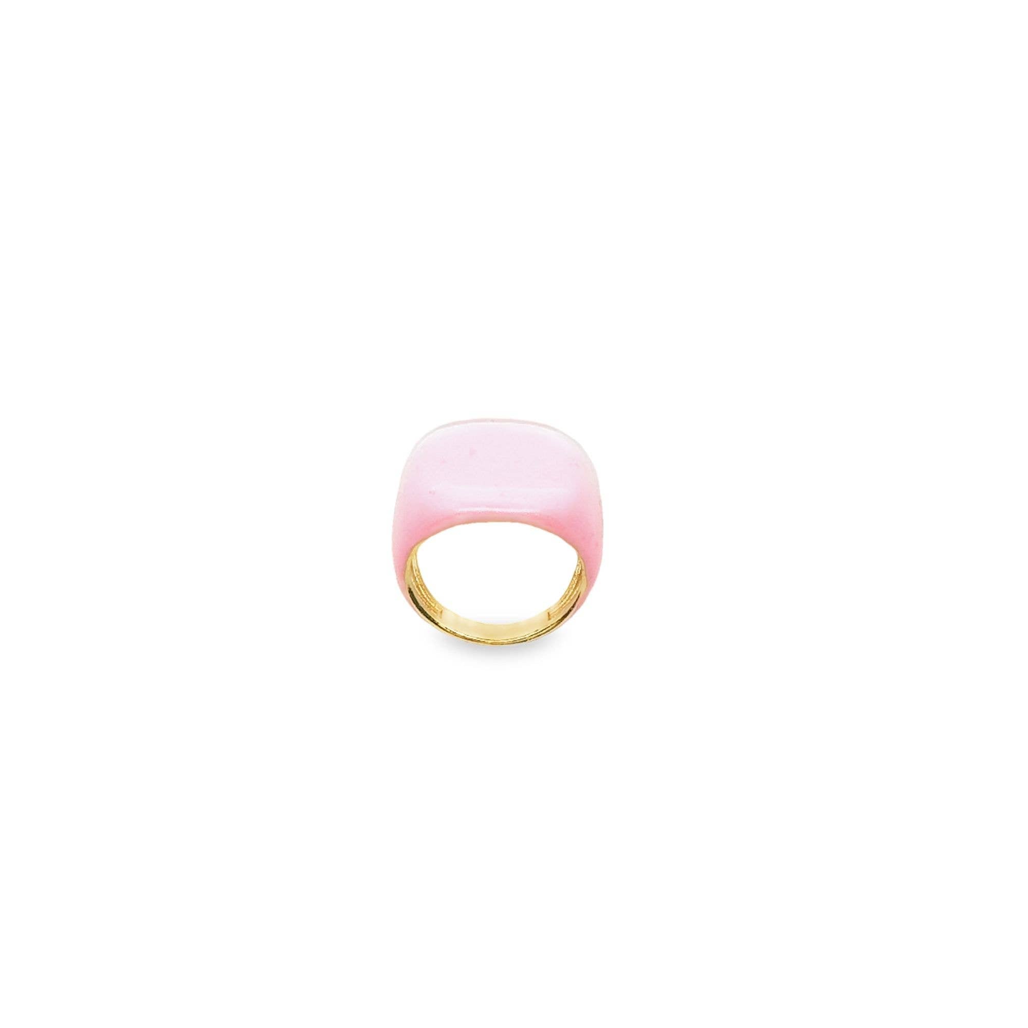 Colorful Enamel Dome Ring (D85): Black / 8US