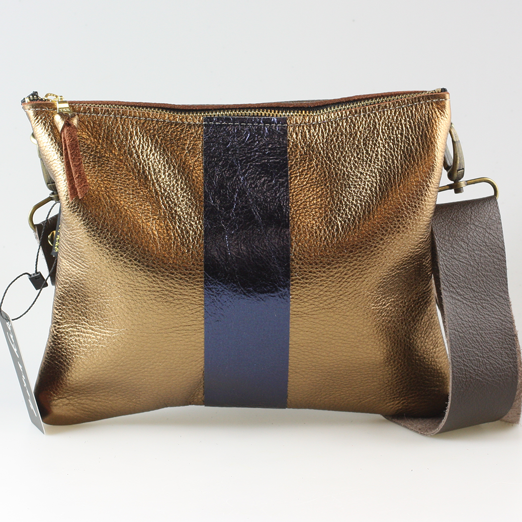 The METALLIC Stripe Taylor: Jet: 1stripe Platinum / Unlined / 11"x9.5"