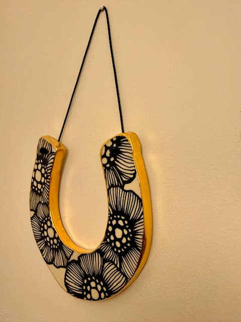 Handmade Horseshoe Wall Hanging with 22k Gold
