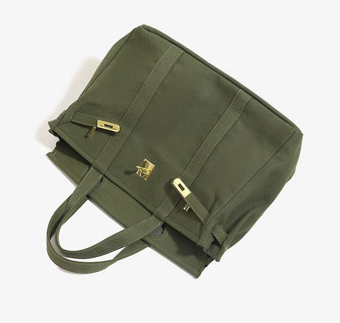 Handmade Premium Cotton Canvas Boat Bag Solid Color  Blue