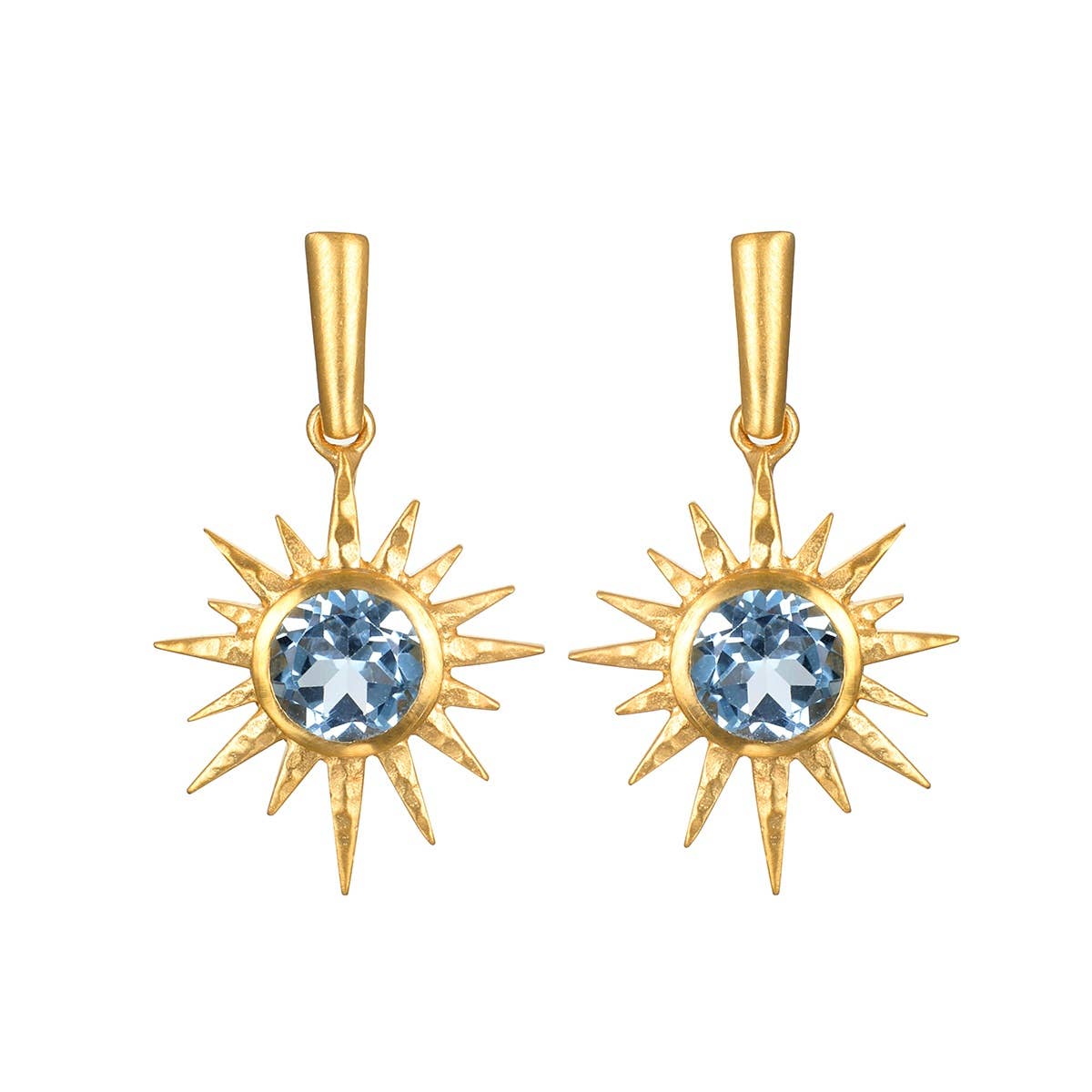 North Star Blue Topaz Starburst Earrings