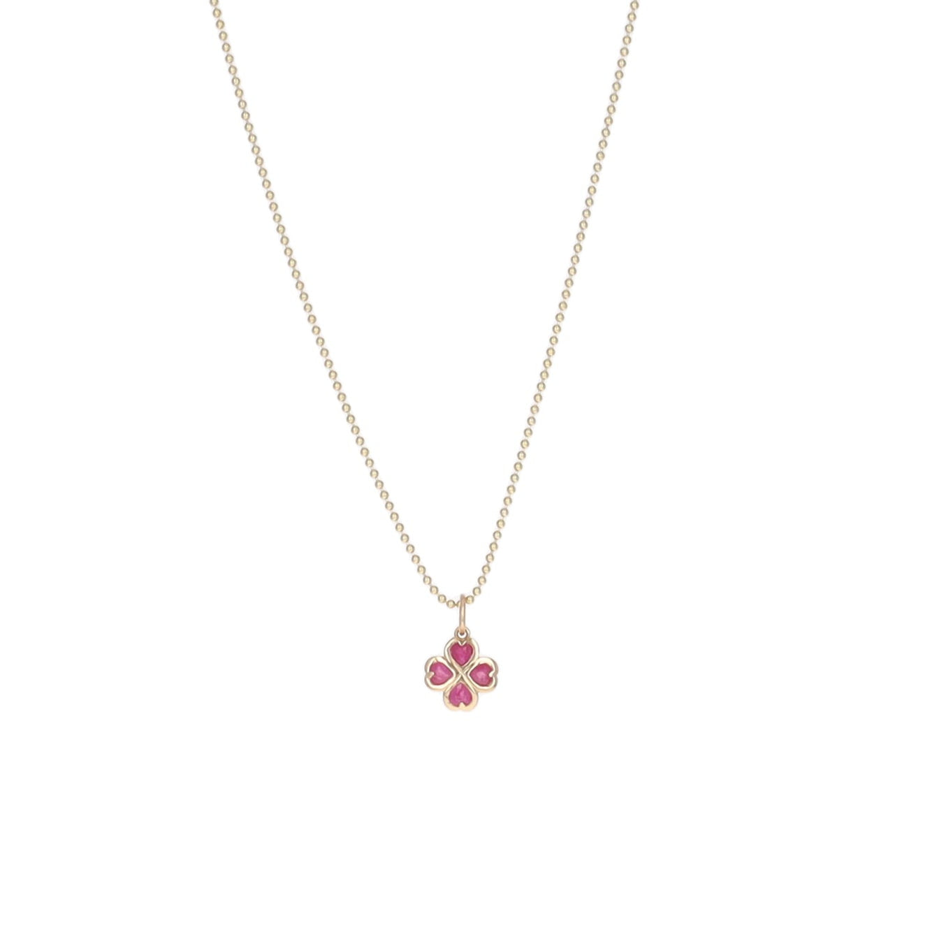 Ruby Clover Charm 14K