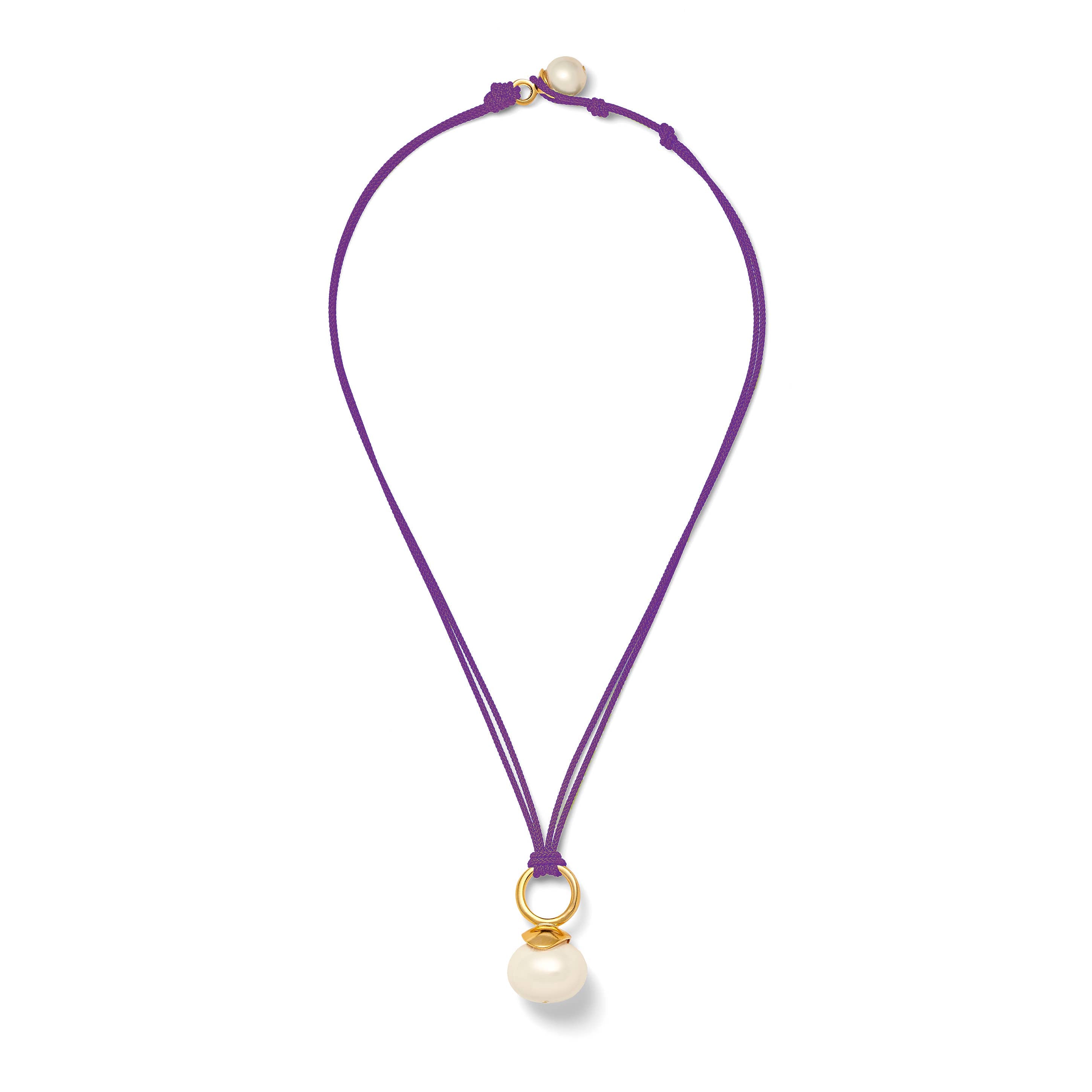 White Pebble Pearl Pendant ~ a Palette of Cords: Silver