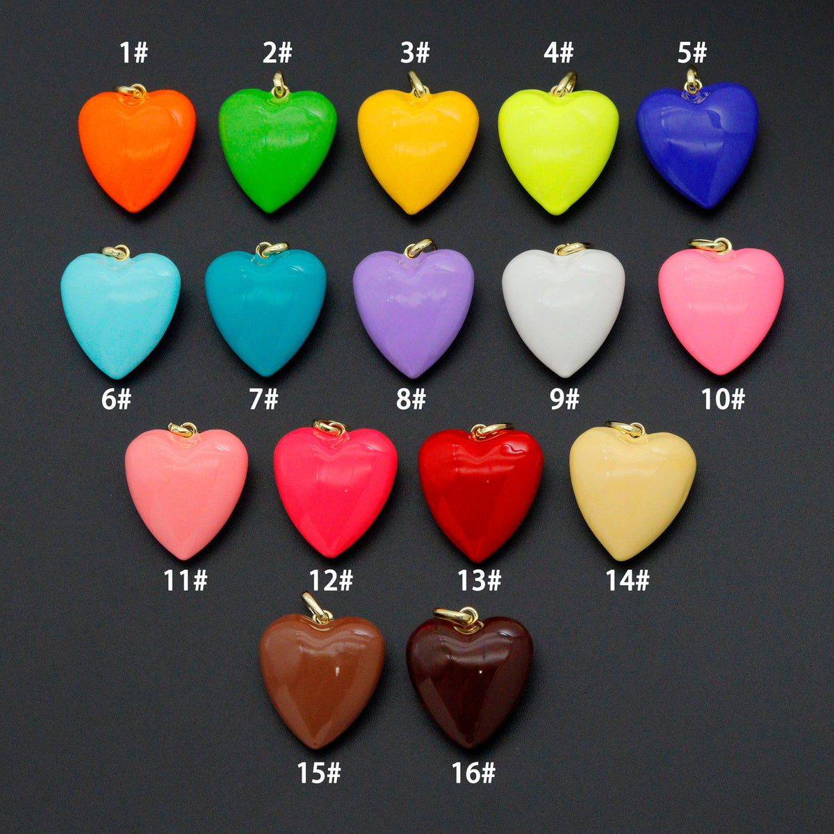 Puffy Glossed Hearts Collection, Sku#LX998: #16 Dark Brown