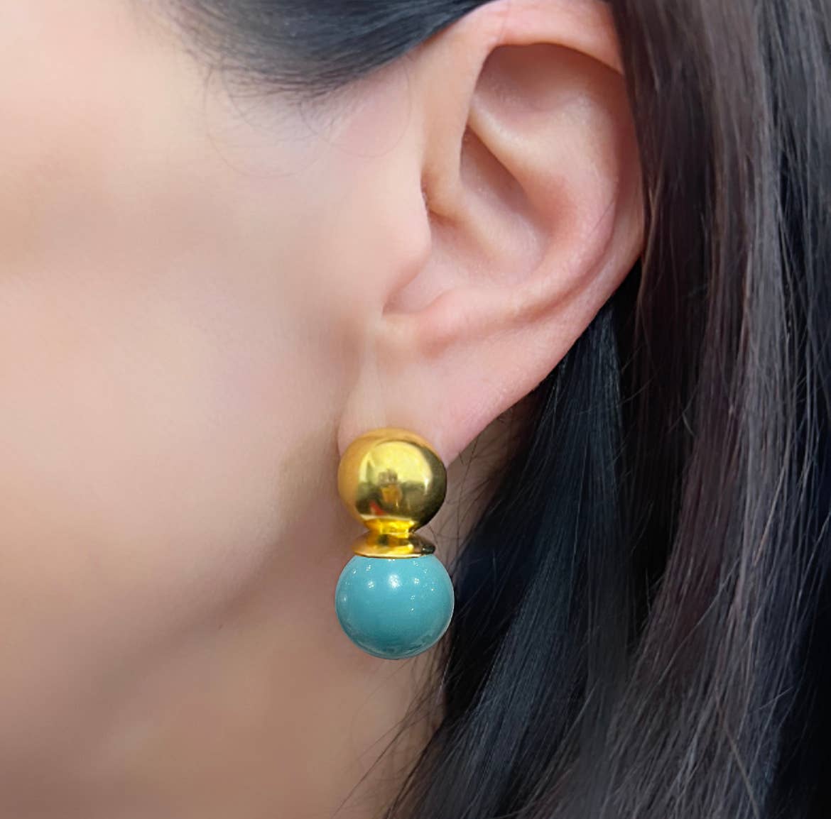 Turquoise Gold Lady Earring