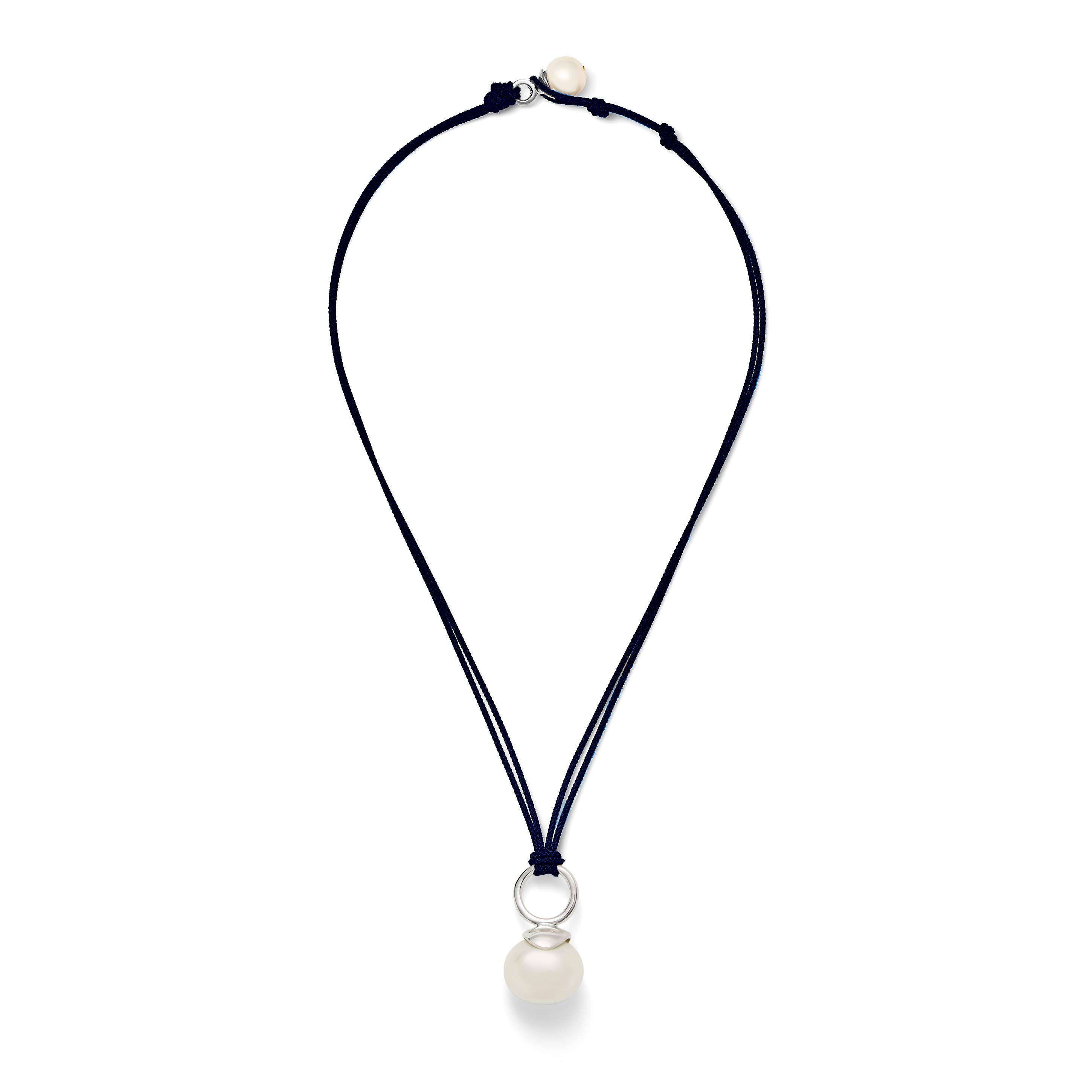 White Pebble Pearl + Sterling Pendant ~ a Palette of Cords