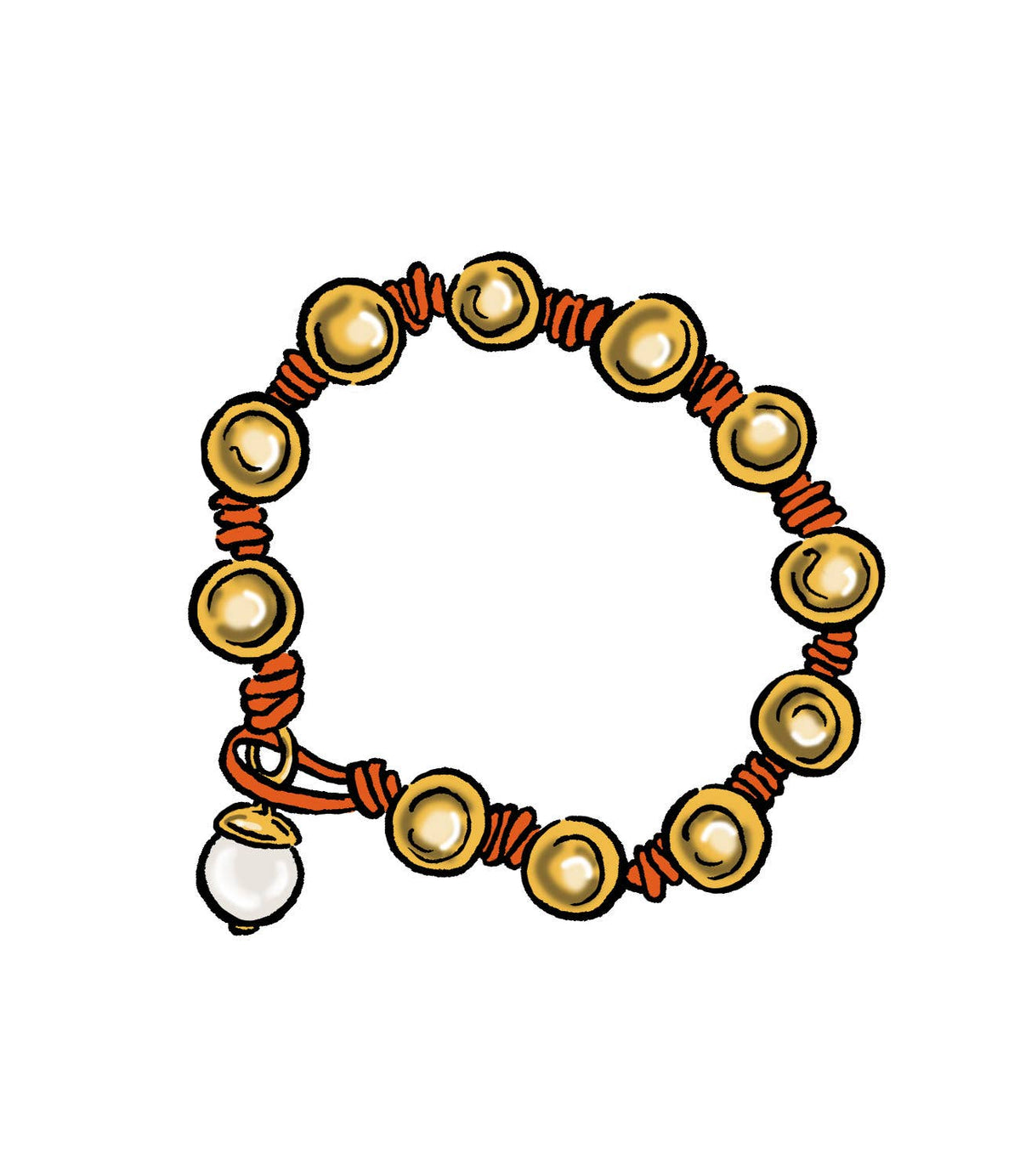 The Knotty Pearled Bracelet ~ Gold: Military Green / 7 1/2"