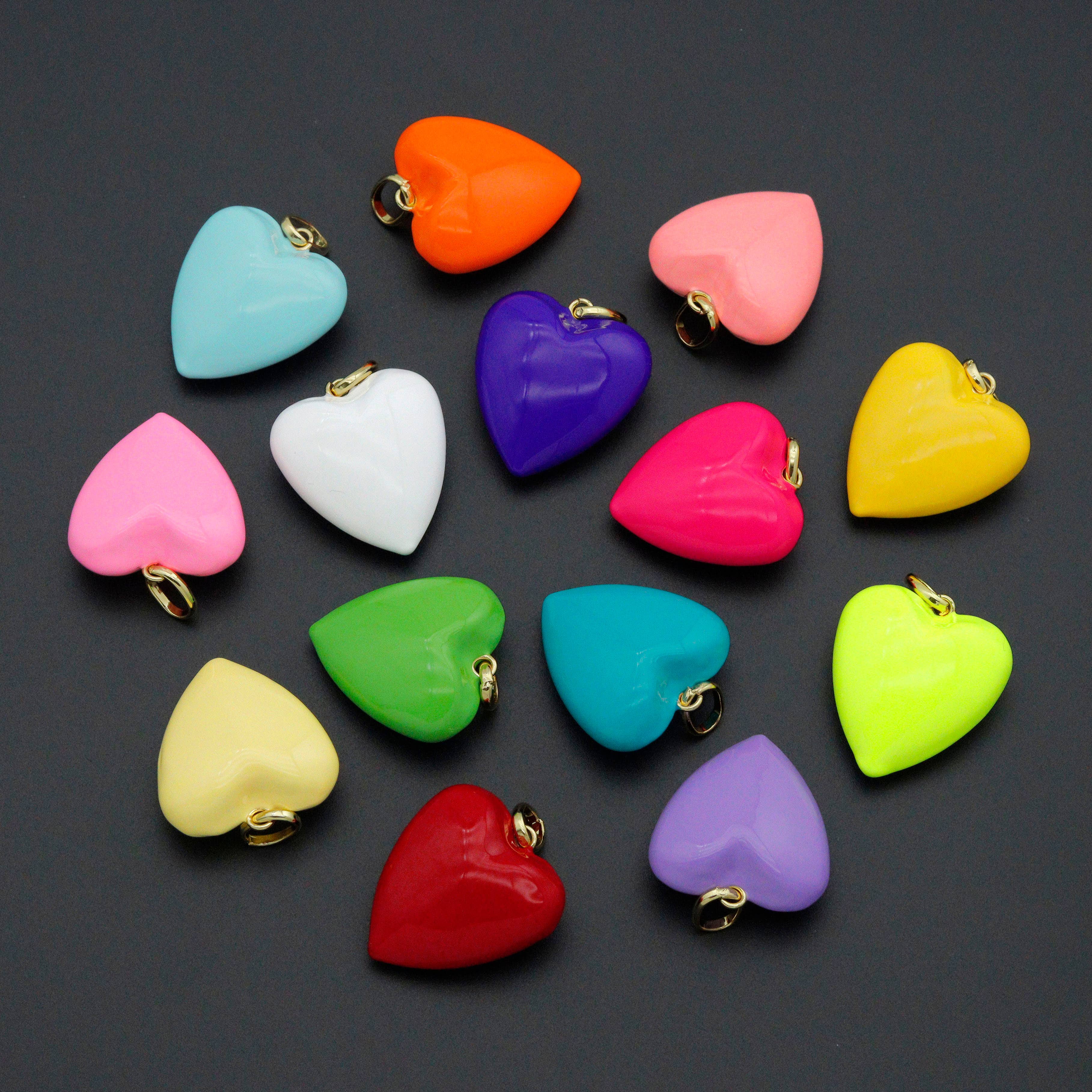 New colors!! Puffy Glossed Hearts Collection, Sku#LX998: 4# Neon Yellow