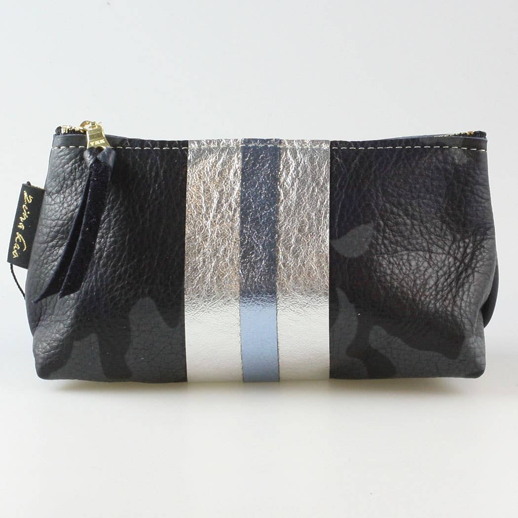 The Smaller CAMO STRIPE Makeup Clutch: Bardot: Midnight Camo w/Bronze Stripe