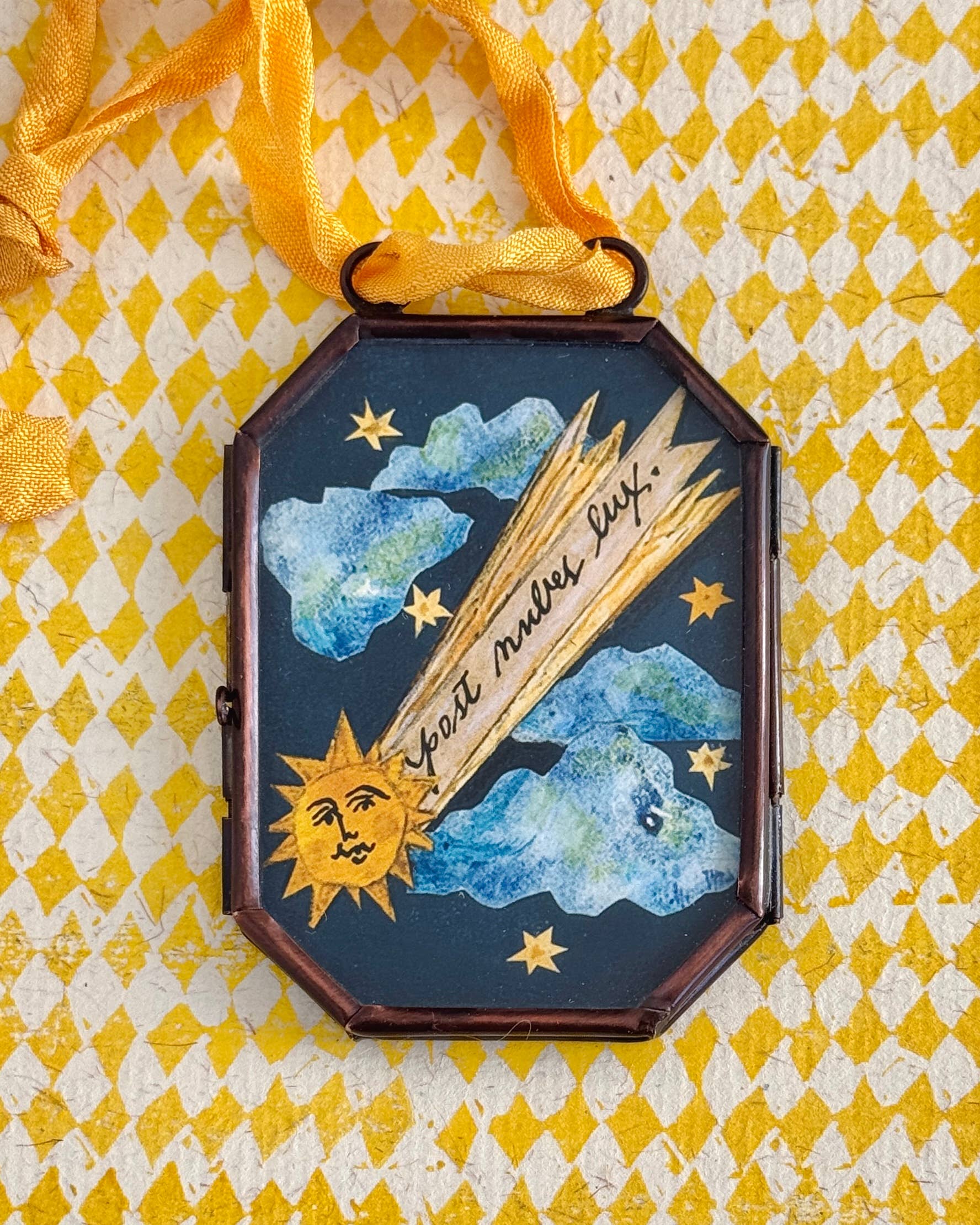 Post Nubes ~ Art Locket Celestial Vintage Decor Handmade 
