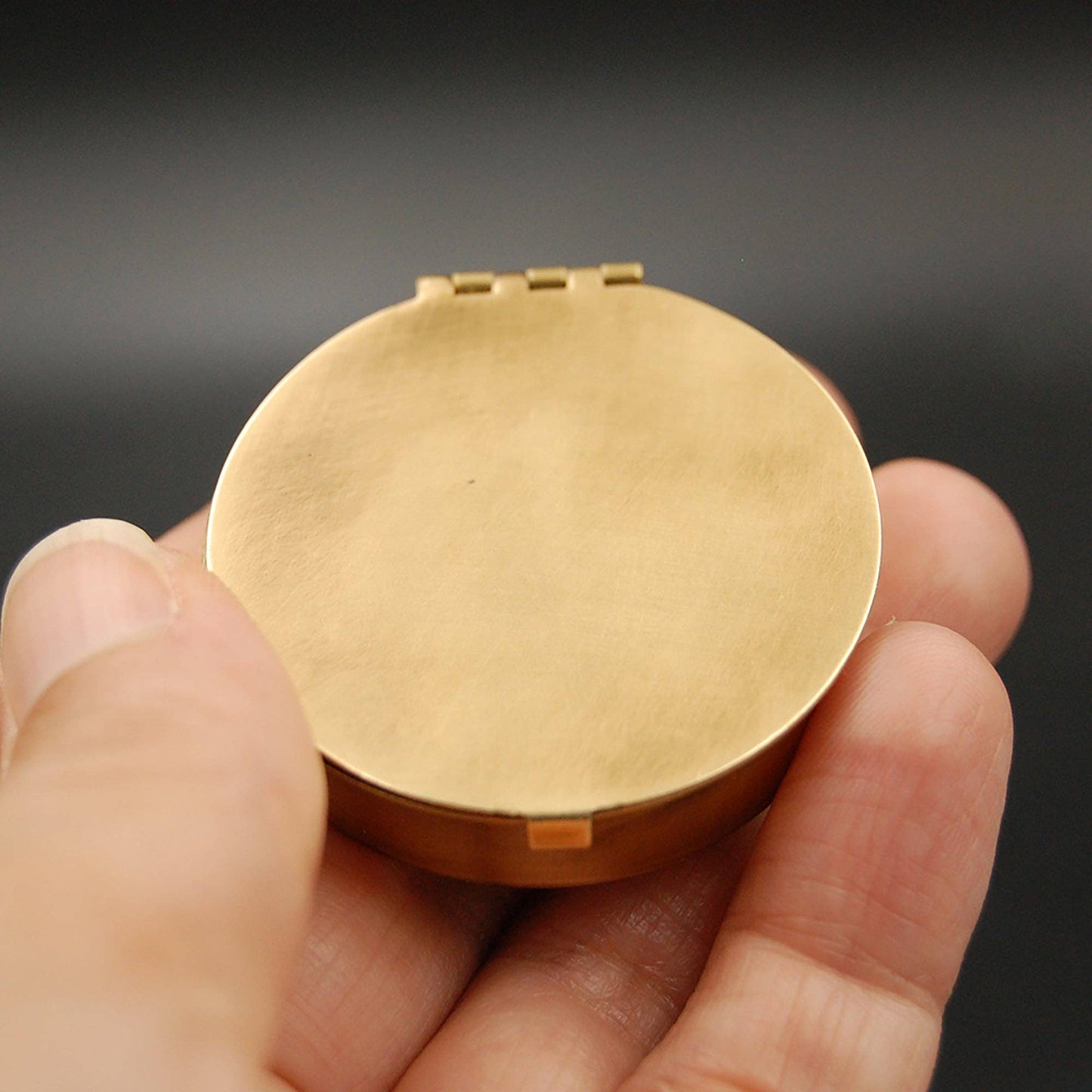 Round Small Brass Pill Box with Your Choice of Engraving: With engraving