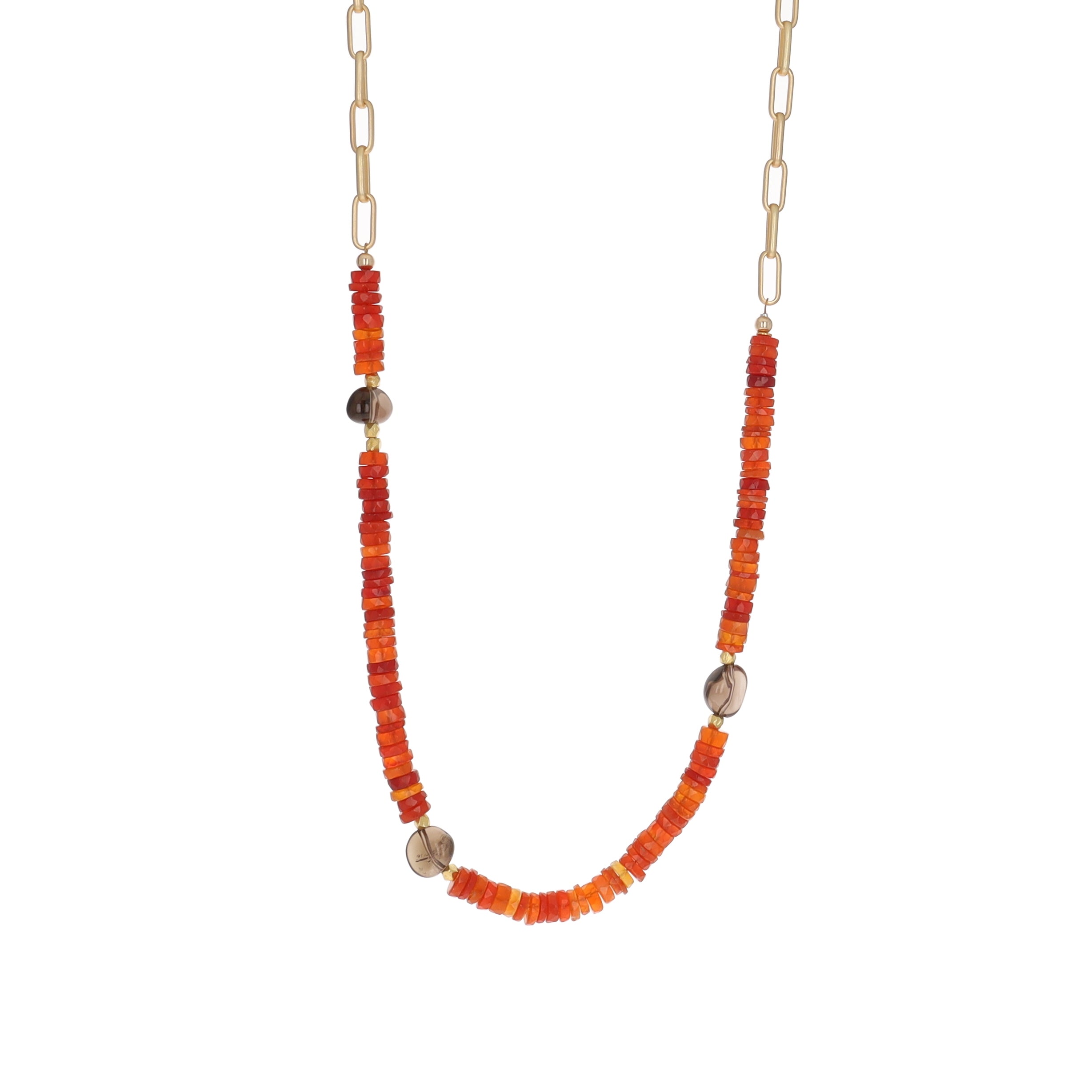 Carnelian and Smokey Topaz Necklace