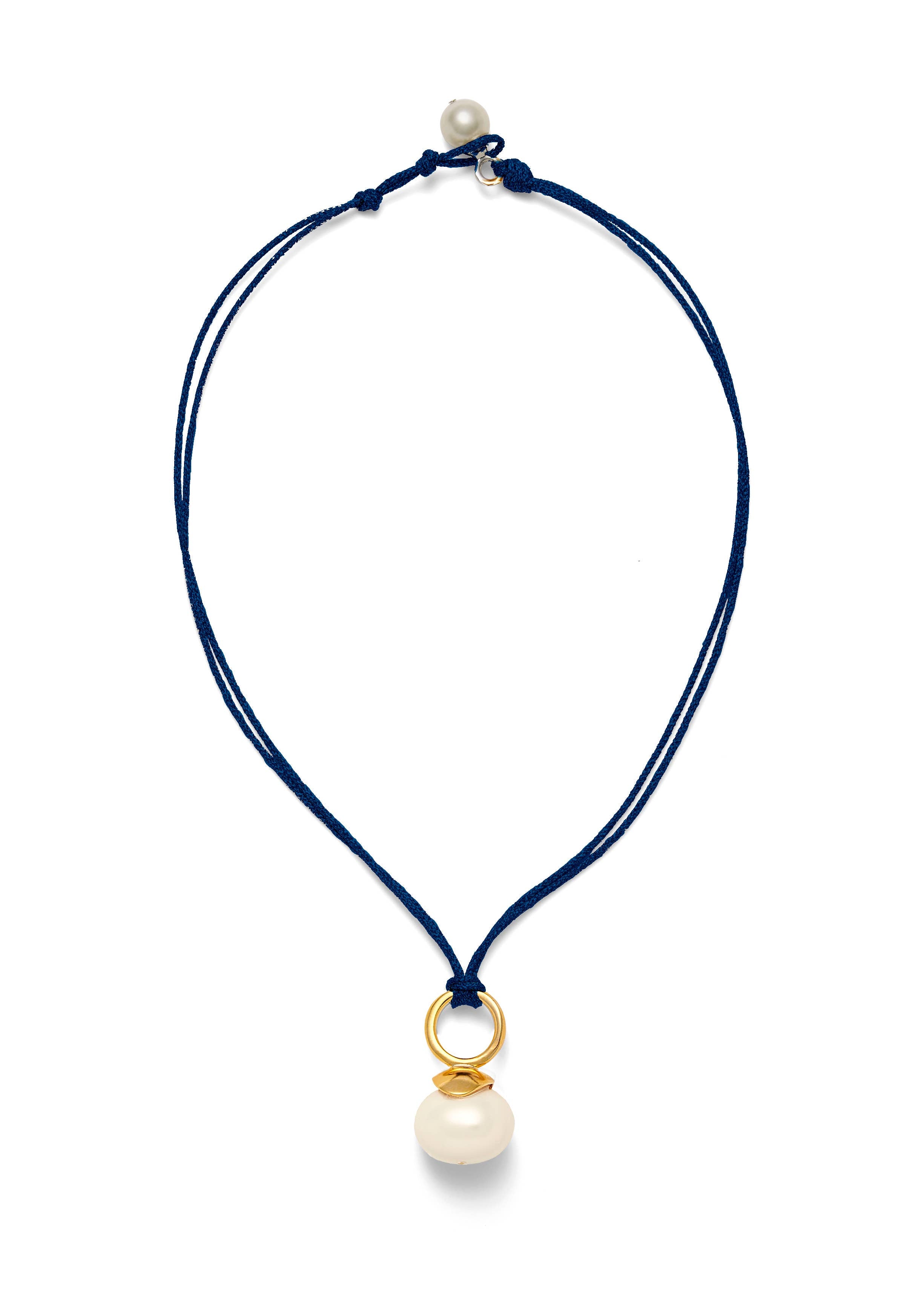 White Pebble Pearl Pendant ~ a Palette of Cords: Silver