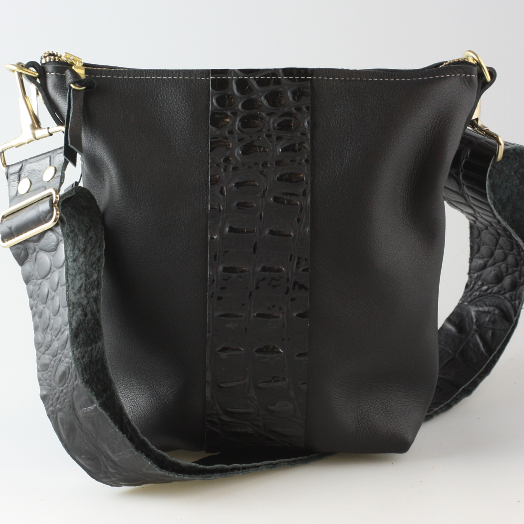 The Graham Crossbody: Camo and Softs: Green Camo w/Coal stripe / Unlined / 11"x10.5"