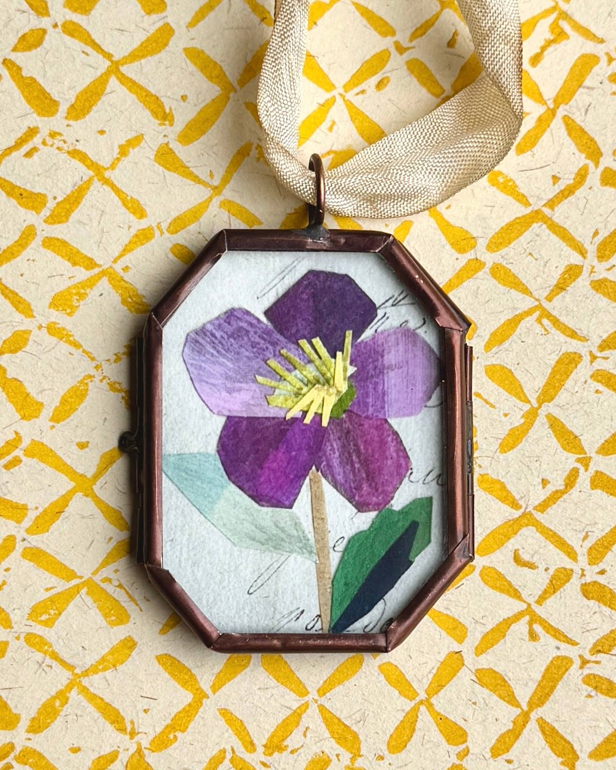 Hellebore ~ Art Locket Floral Vintage Decor Handmade 