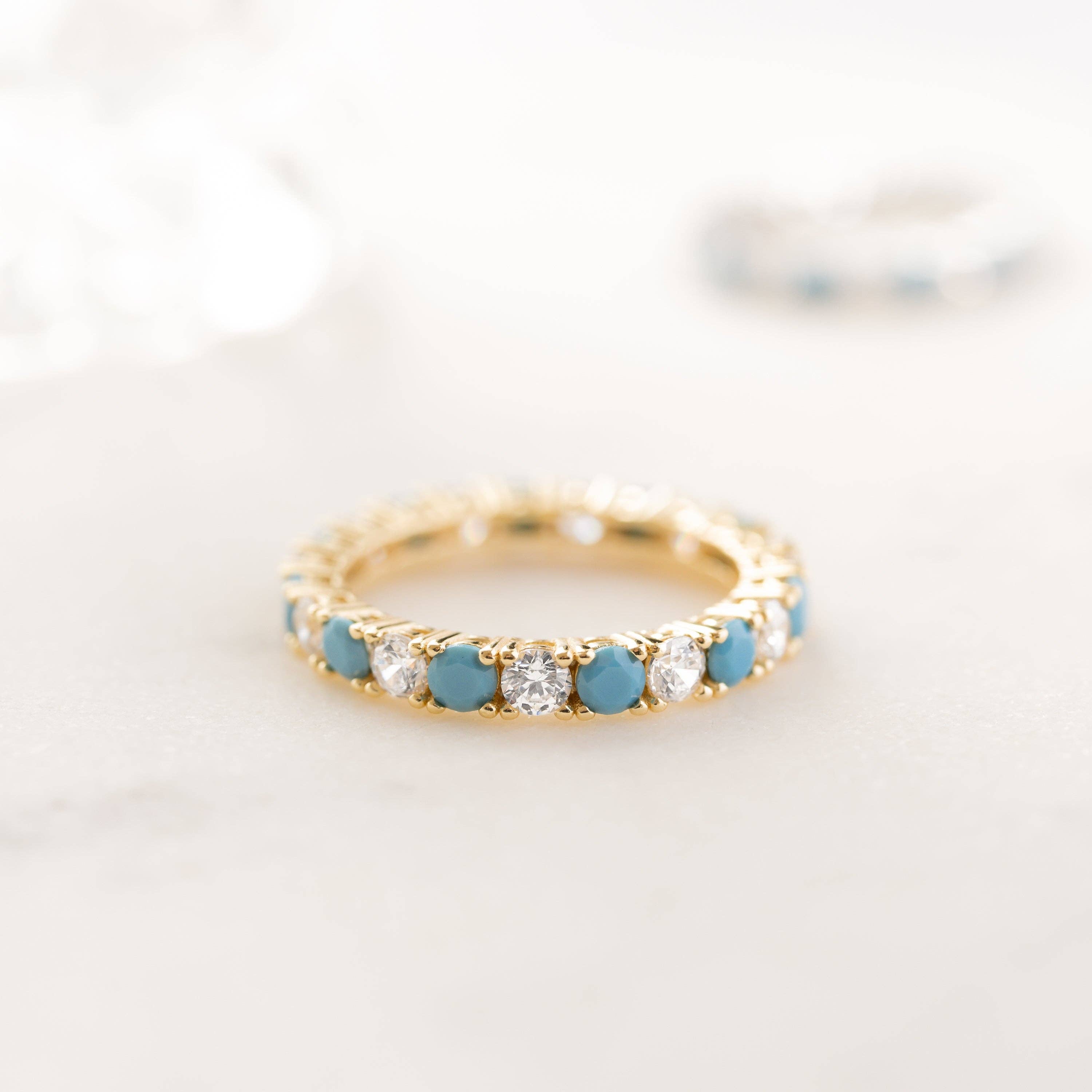 3mm Studded Turquoise Ring