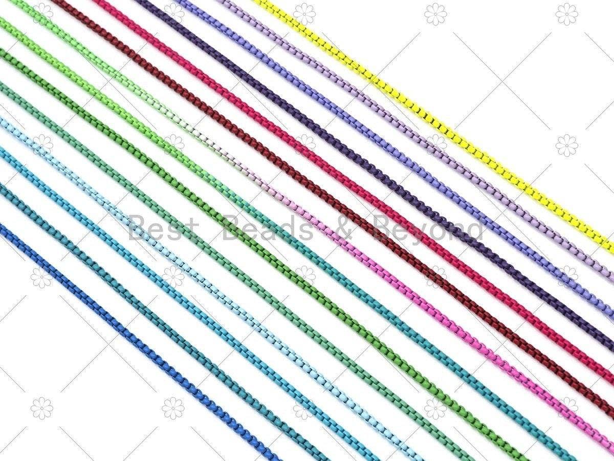 BLACK  Enamel Box Chain/Necklace, Enamel Pop Chain Necklaces, Colored Metal Necklace, Wholesale Enamel Chain,3mm,sku#M398: Necklace (18'') / 1.Black