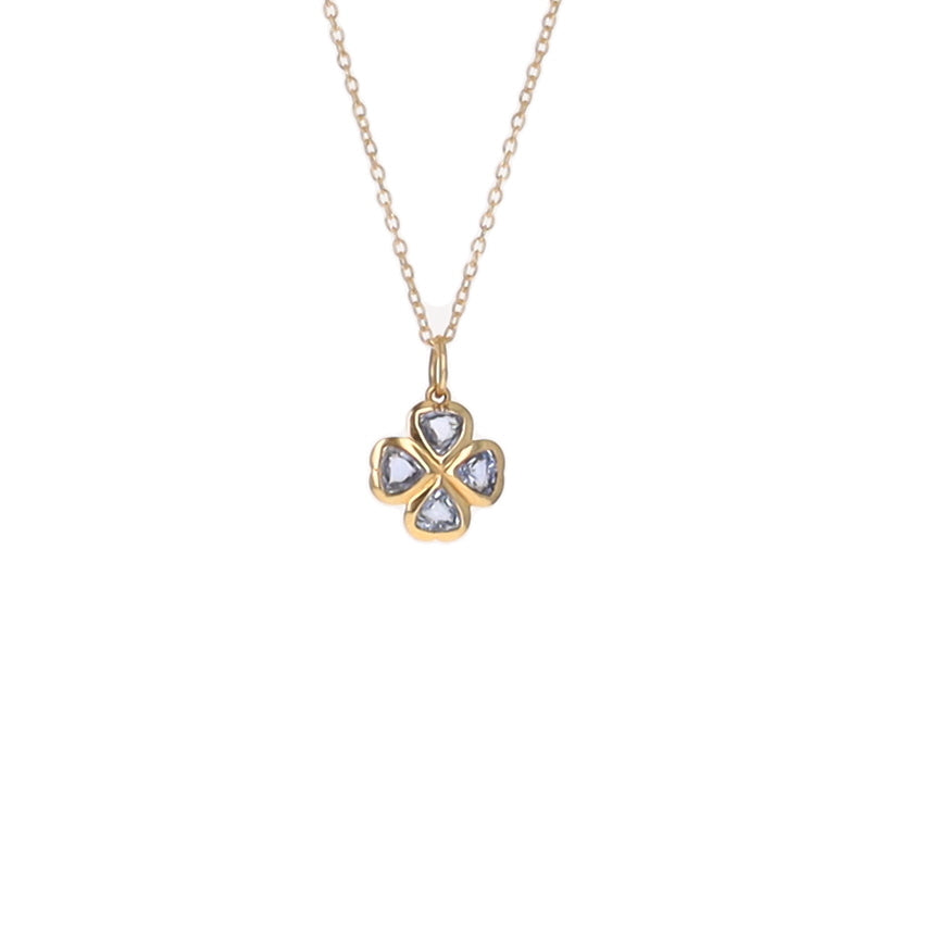 Sapphire Clover Charm 14K