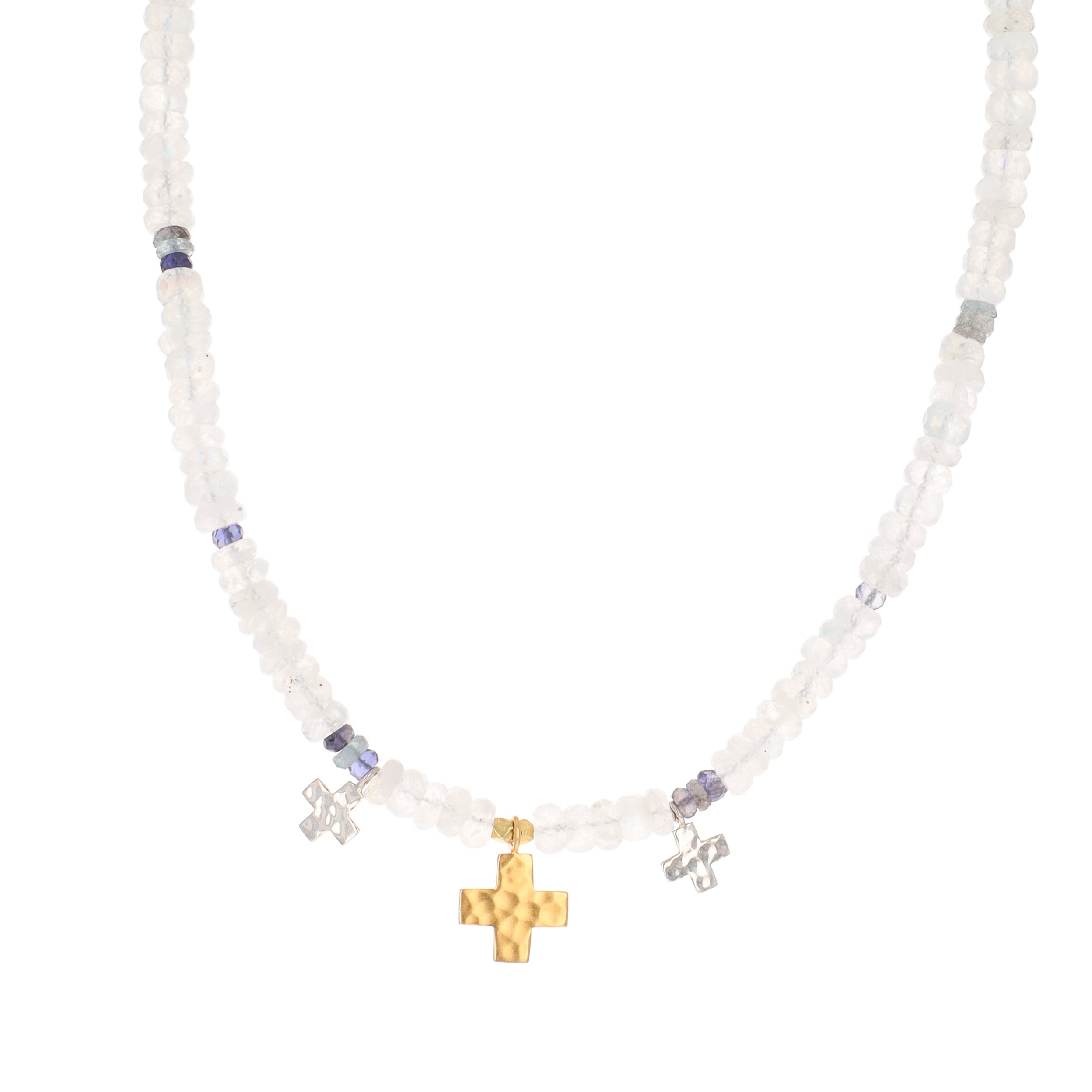 Moonstone Necklace with 3 crosses