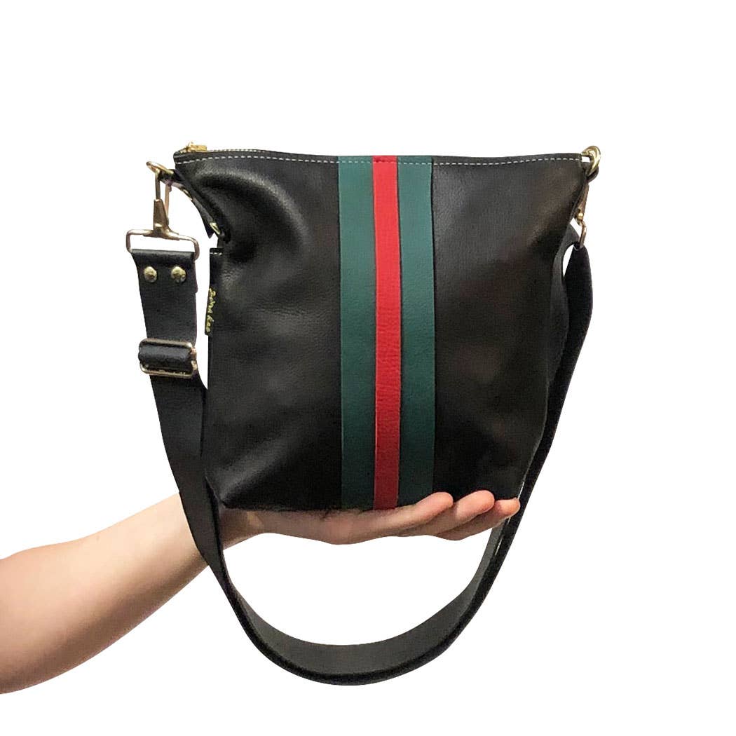 The Graham Crossbody: Camo and Softs: Green Camo w/Coal stripe / Unlined / 11"x10.5"