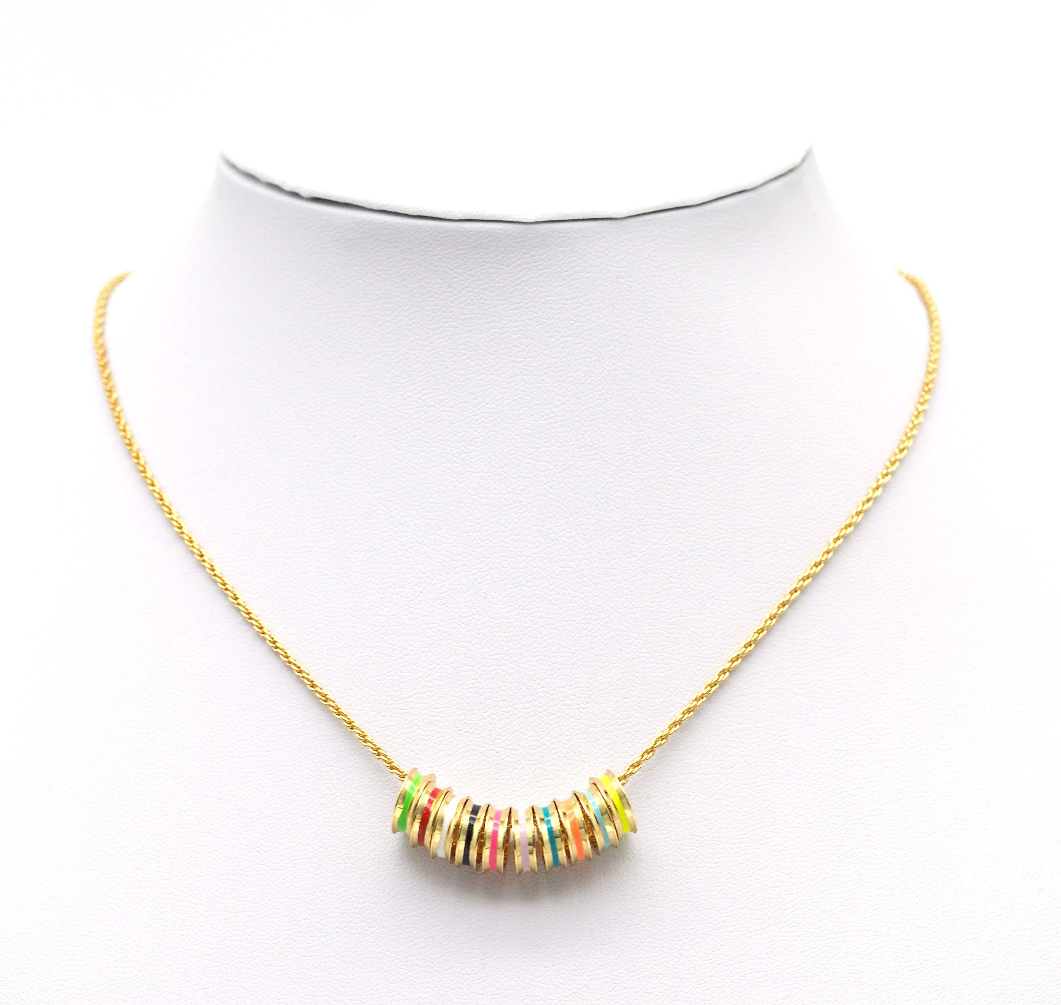 Large Hole Enamel Round Ring Spacer Beads, Sku#LK654: 1 Black