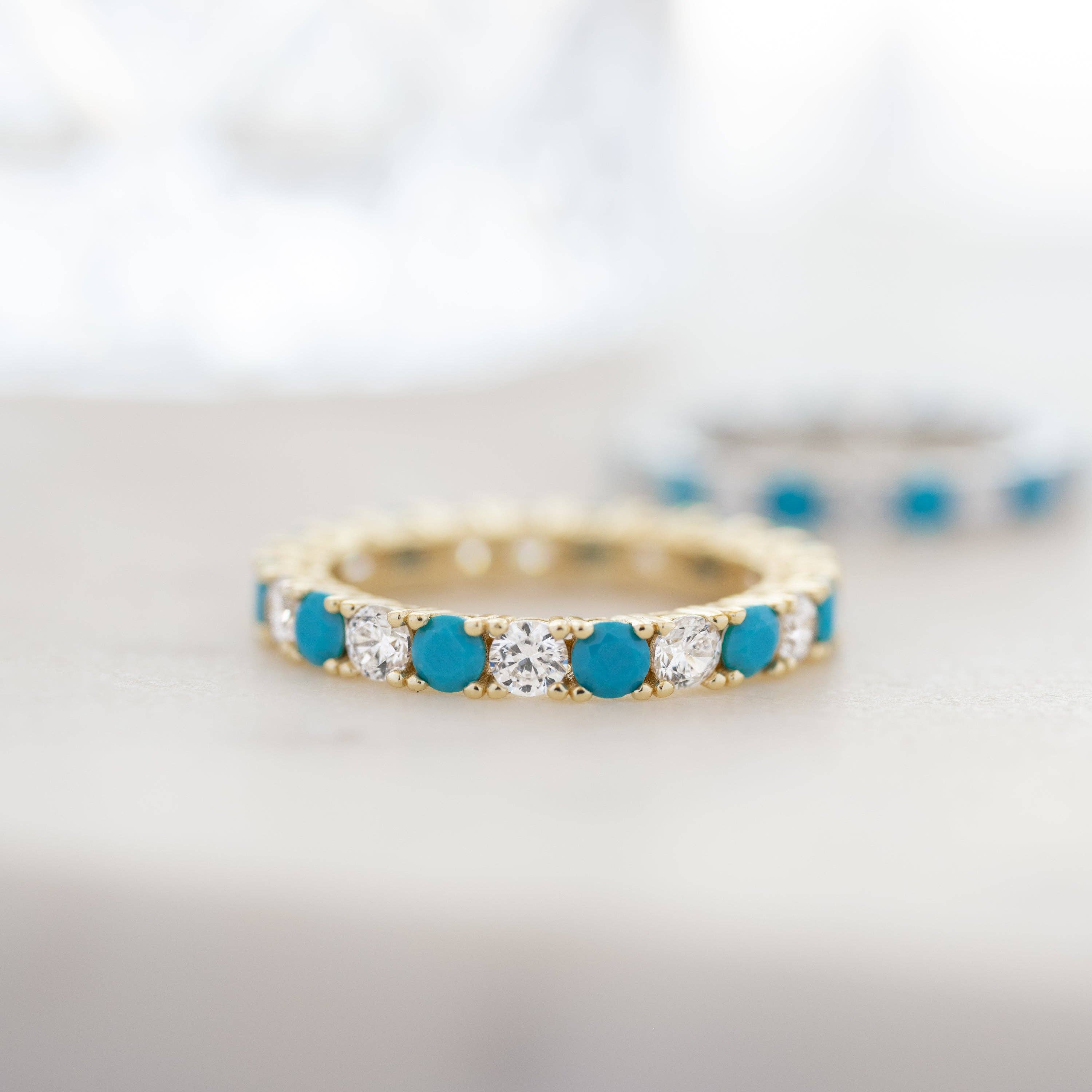 3mm Studded Turquoise Ring