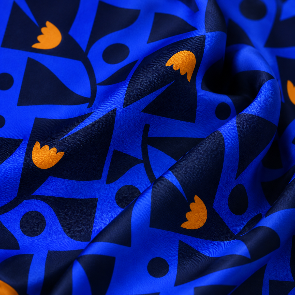 Blue and Orange Geometric Floral | Women's Scarf | Bandana
