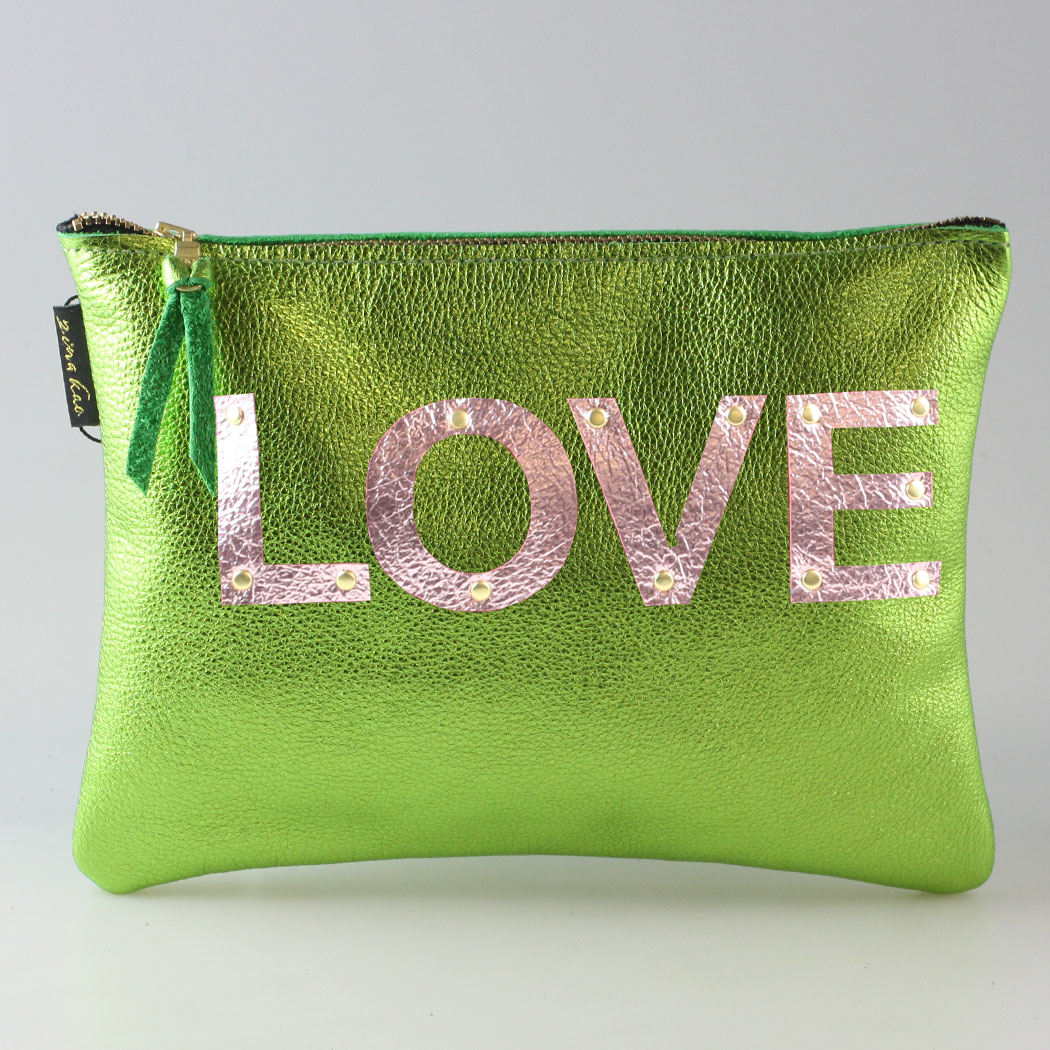 The Metallic Applique Carter: LOVE: Fuschia  w/Rose letters