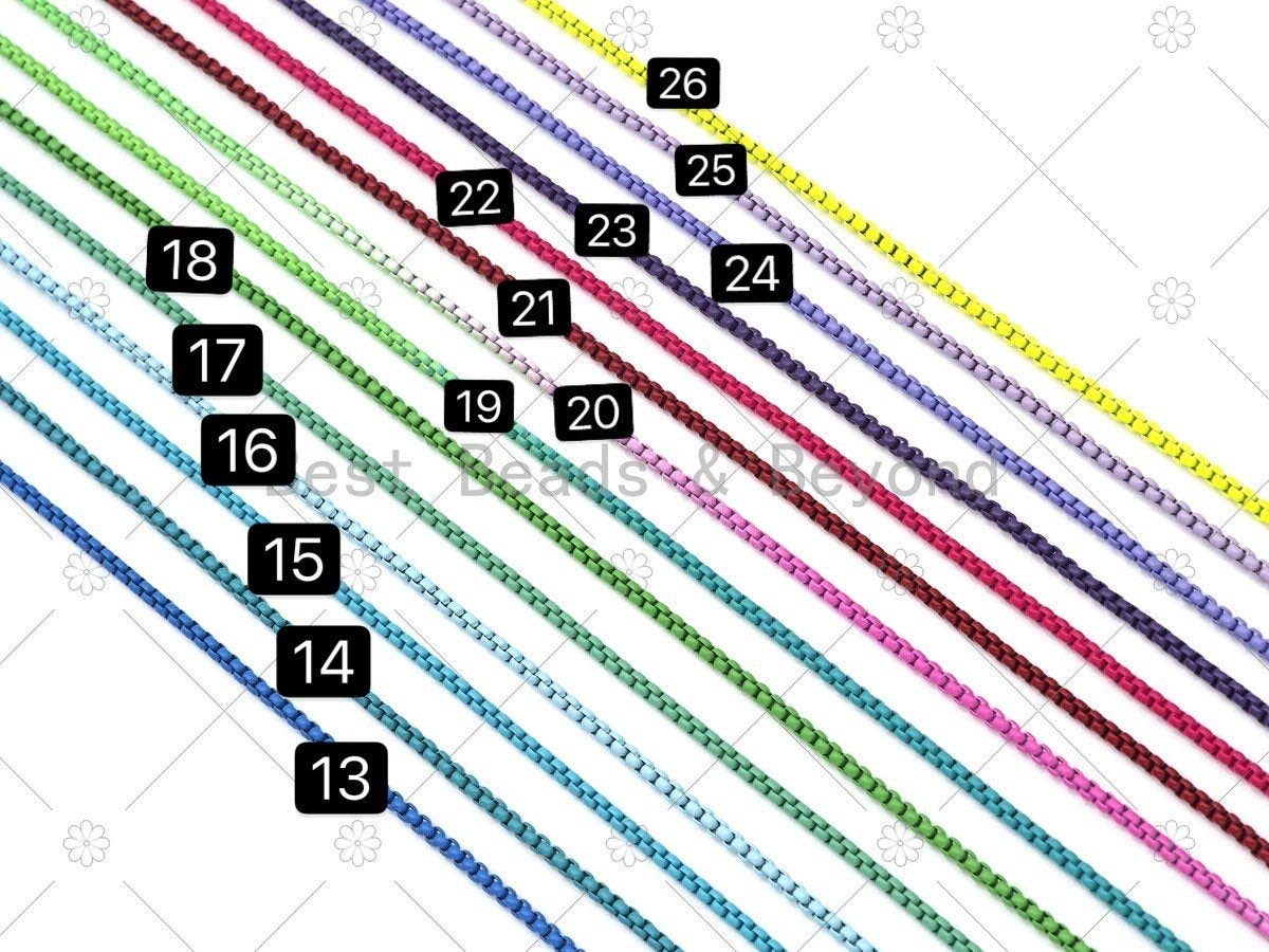 26 COLORS!!! Enamel Box Chain/Necklace, Enamel Pop Chain Necklaces, Colored Metal Necklace, Wholesale Enamel Chain,3mm,sku#M398: Necklace (18'') / 26 Neon Yellow