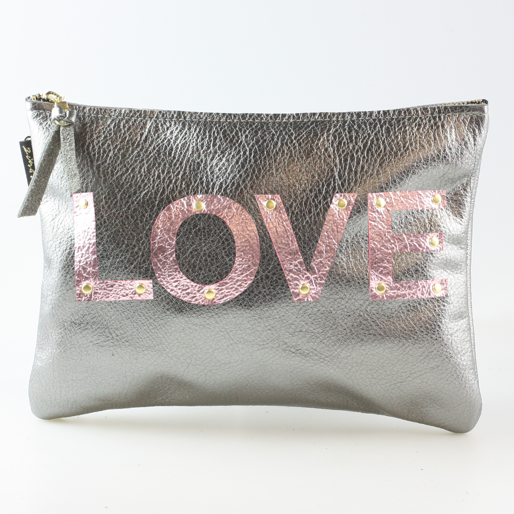 The Metallic Applique Carter: LOVE: Jet  w/Rose letters