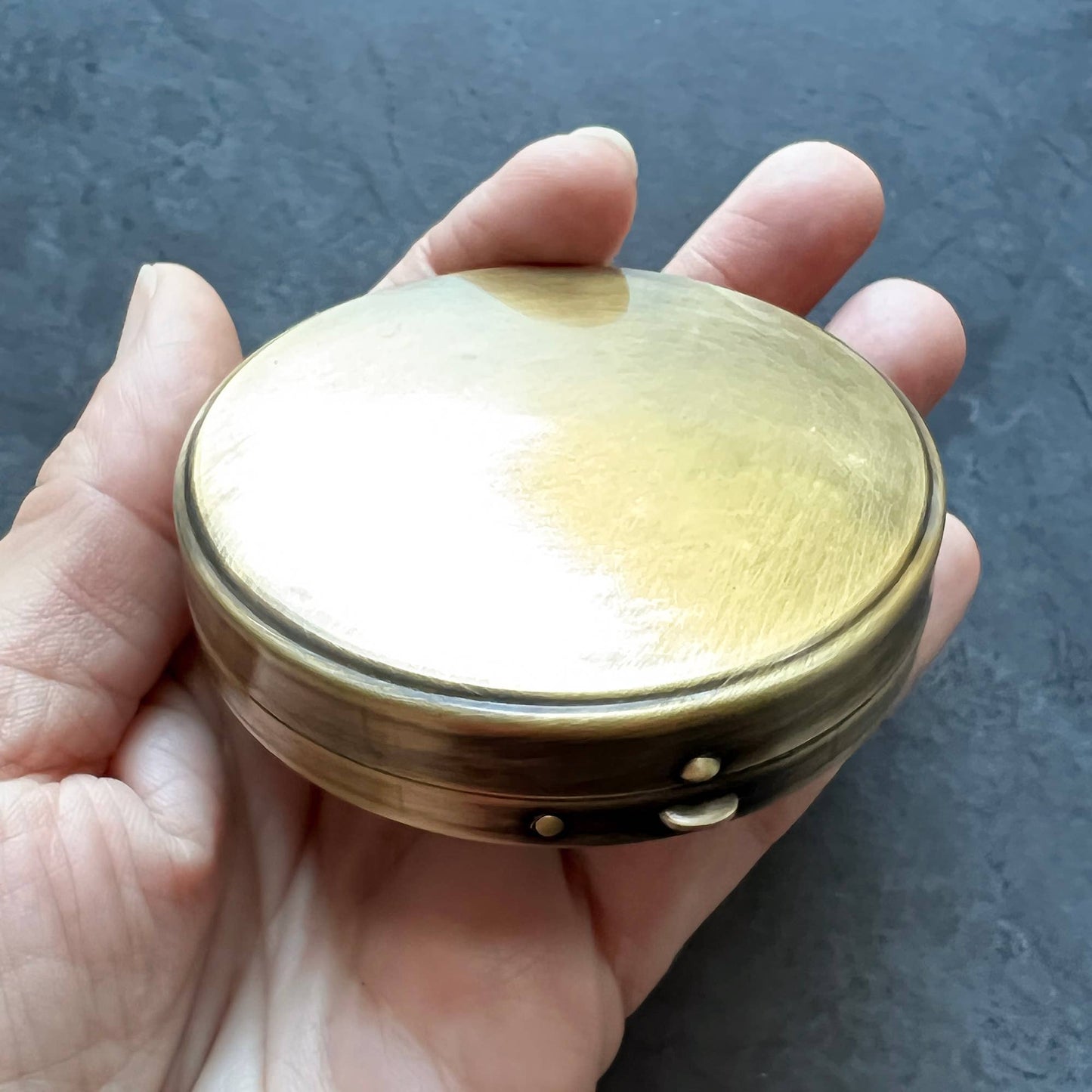 Round Brass Pill or Trinket Box