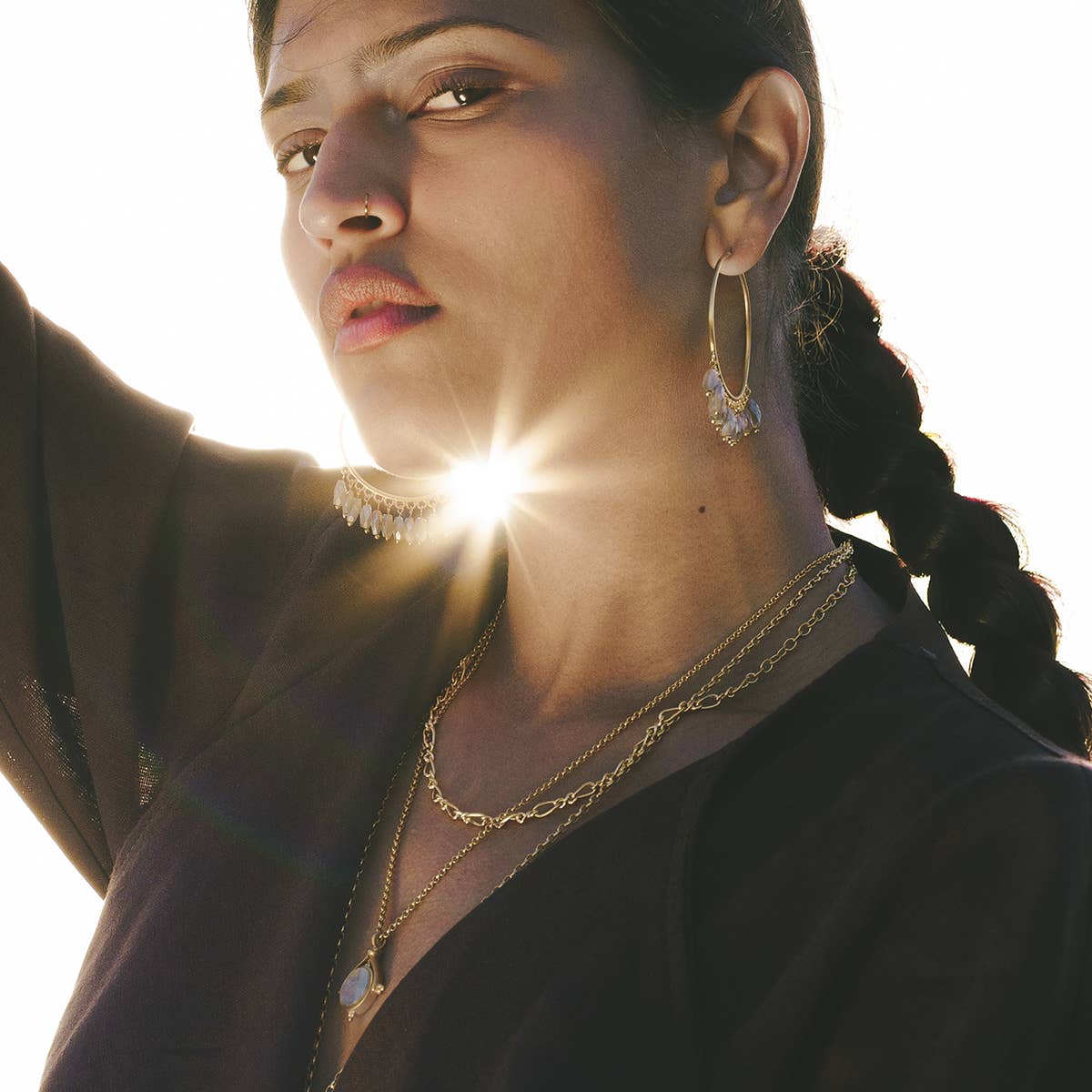 18" Labradorite Lotus Spinner Necklace