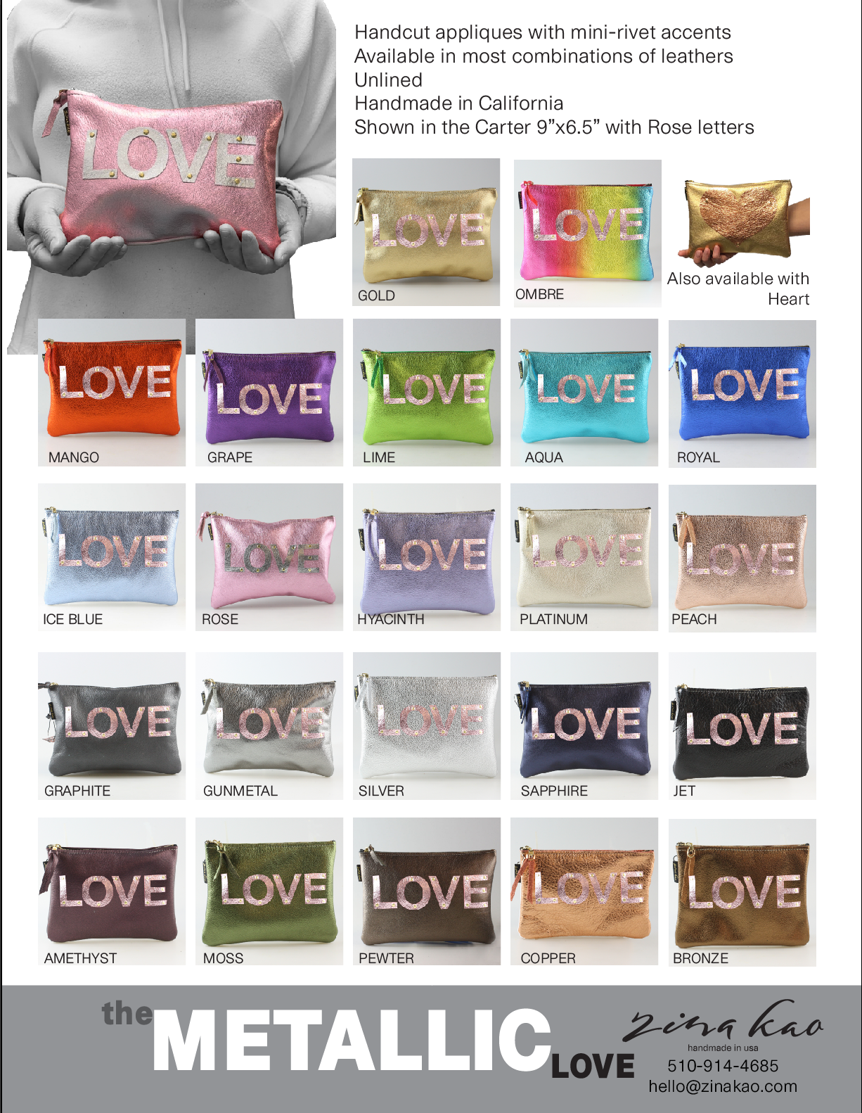The Metallic Applique Carter: LOVE: Sapphire  w/Rose letters
