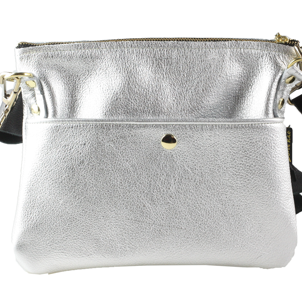 The METALLIC Stripe Taylor: Jet: Layered stripe Gunmetal/Pewter / Unlined / 9"x7.5