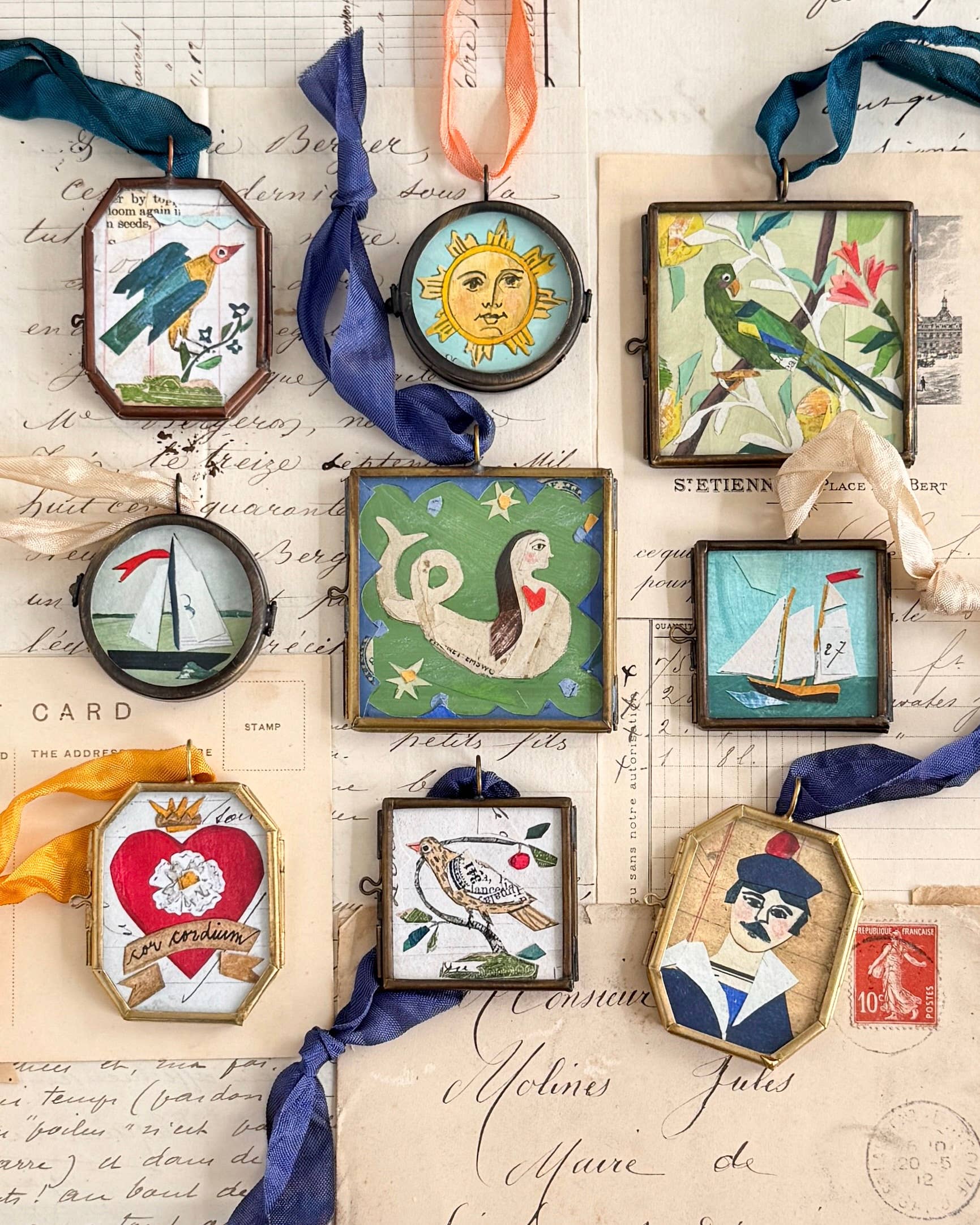 Clarus Sun ~ Art Locket Celestial Vintage Decor Handmade 