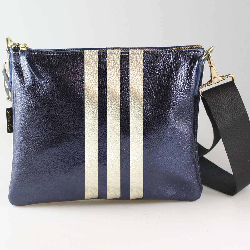 The METALLIC Stripe Taylor: Jet: 1stripe Platinum / Unlined / 11"x9.5"