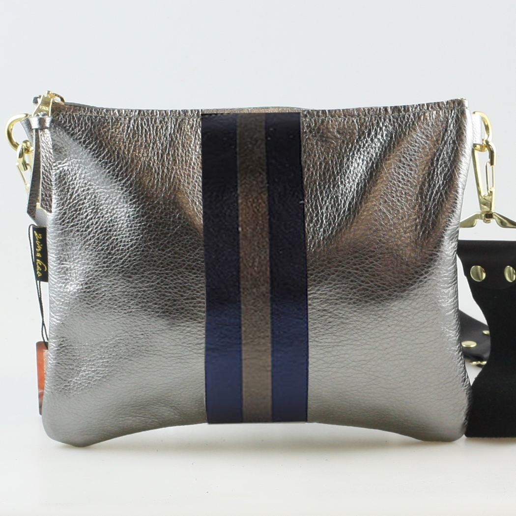 The METALLIC Stripe Taylor: Jet: 1stripe Platinum / Unlined / 11"x9.5"