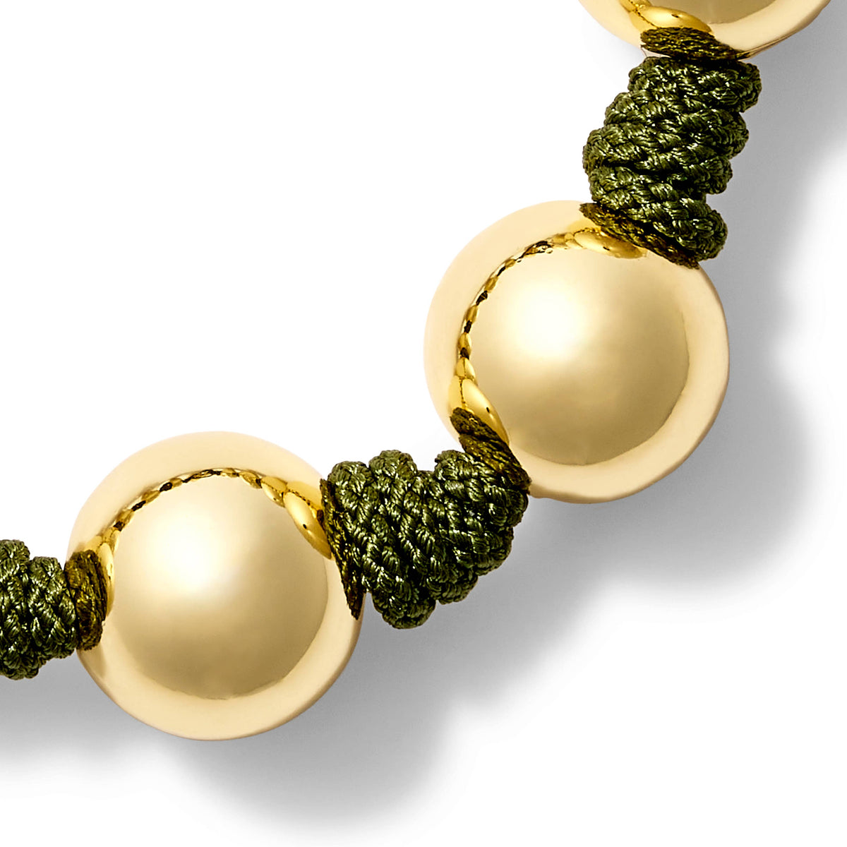 The Knotty Pearled Bracelet ~ Gold: Military Green / 7 1/2"