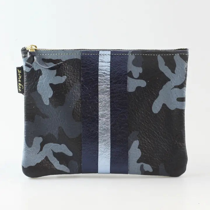 The Stripe Everyday Pouch - Navy Camo with Layered Stripe, Sapphire and Ice
