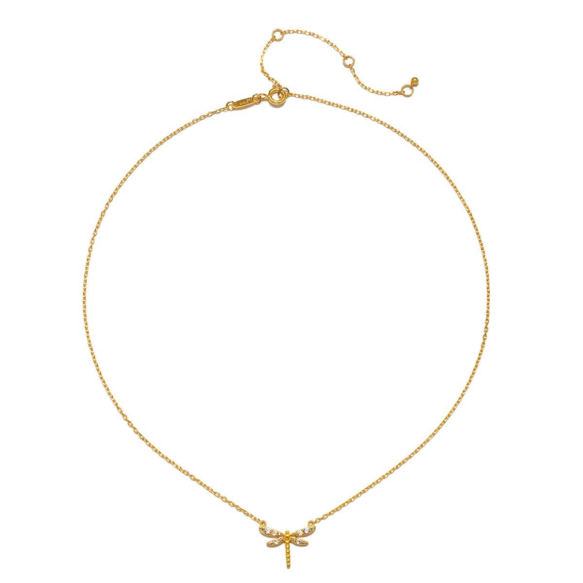 Transforming Spirit White Topaz Dragonfly Necklace 16"