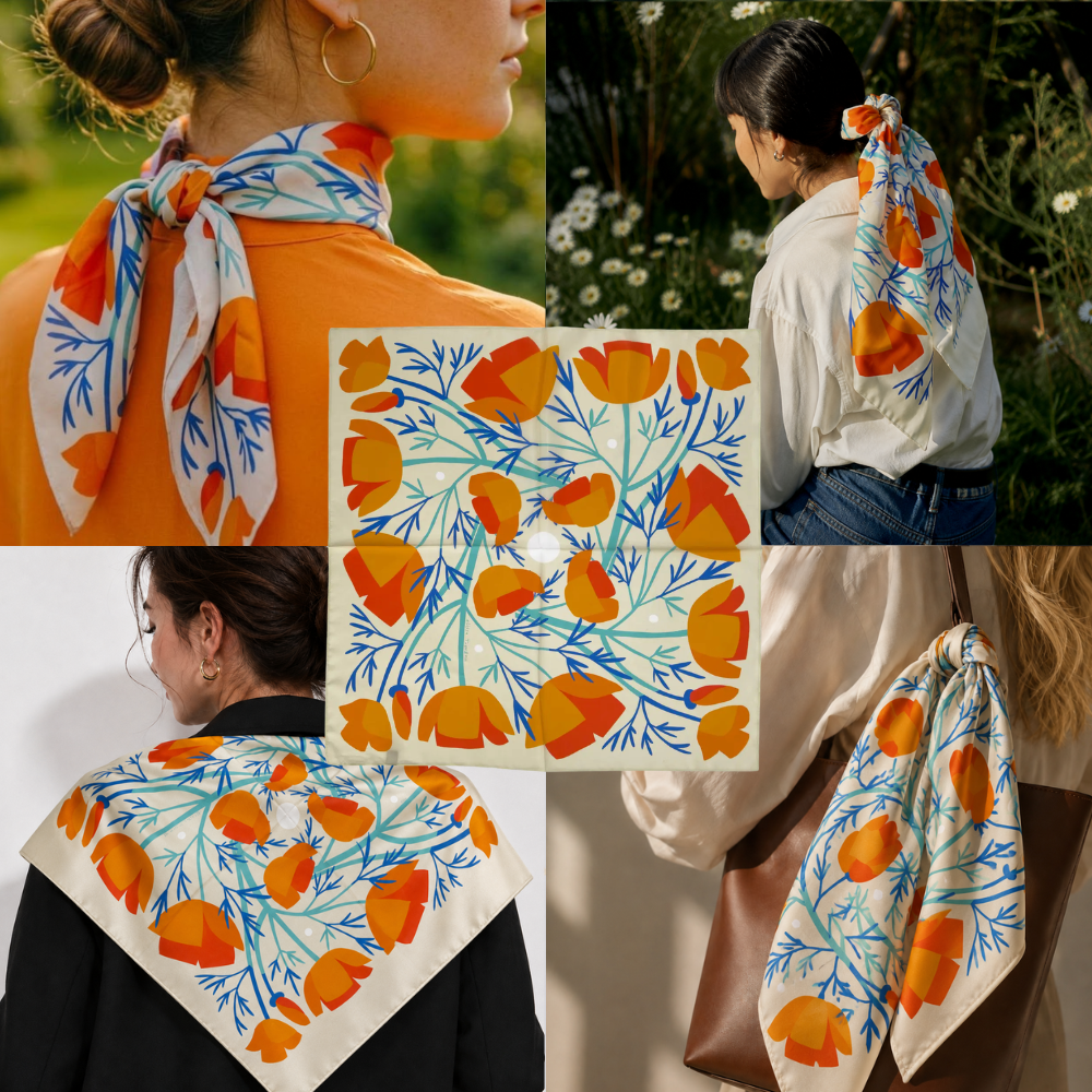 Soar & Sing Scarf | Silk Habotai Scarf | Women's Bandana: 26" x 26"