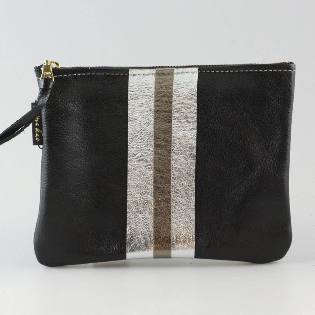 The Stripe Everyday Pouch - FALL colors and 2 sizes!: Fog with 1 Stripe: Granite Camo / Carter: 9"x6.5"