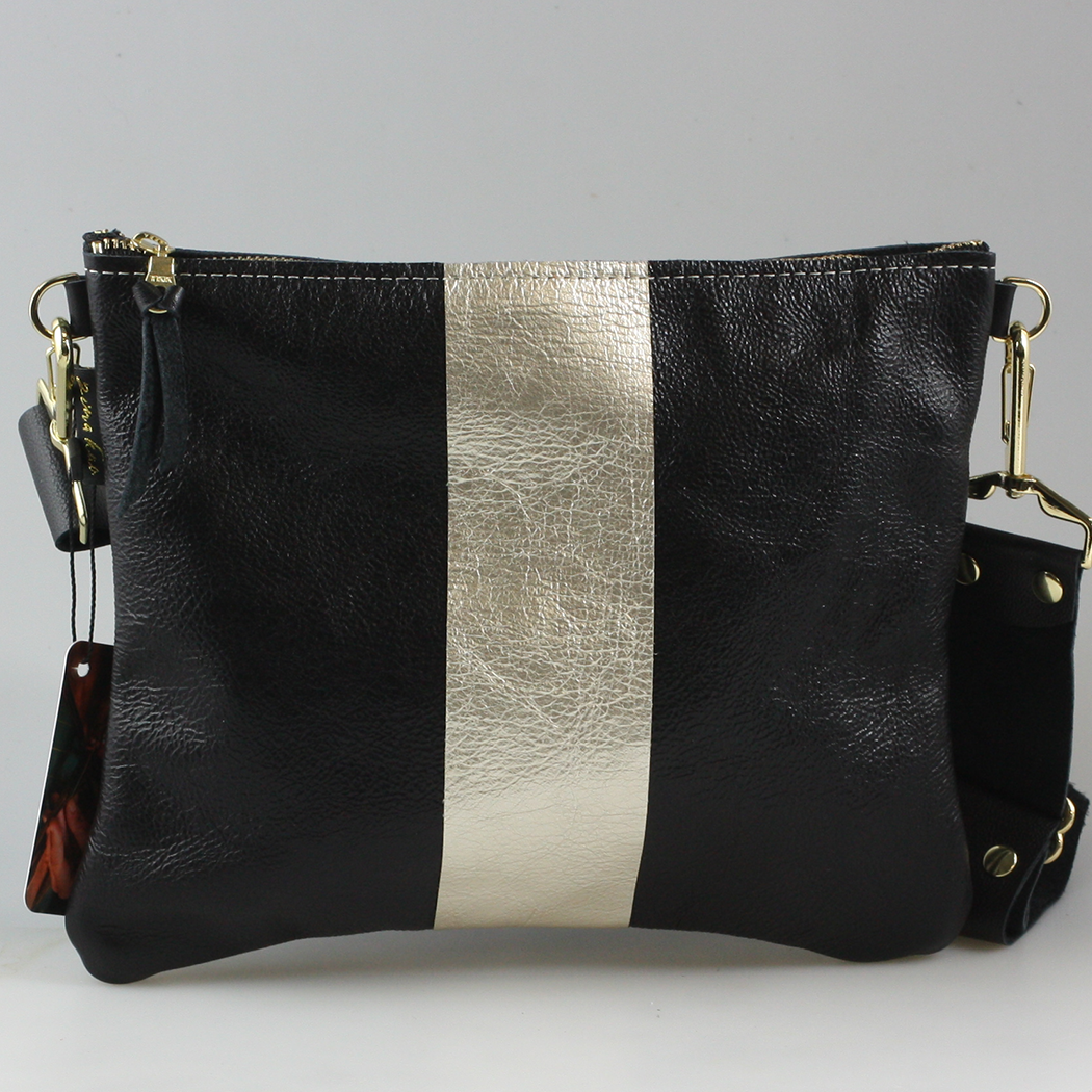 The METALLIC Stripe Taylor: Jet: 1stripe Platinum / Unlined / 11"x9.5"